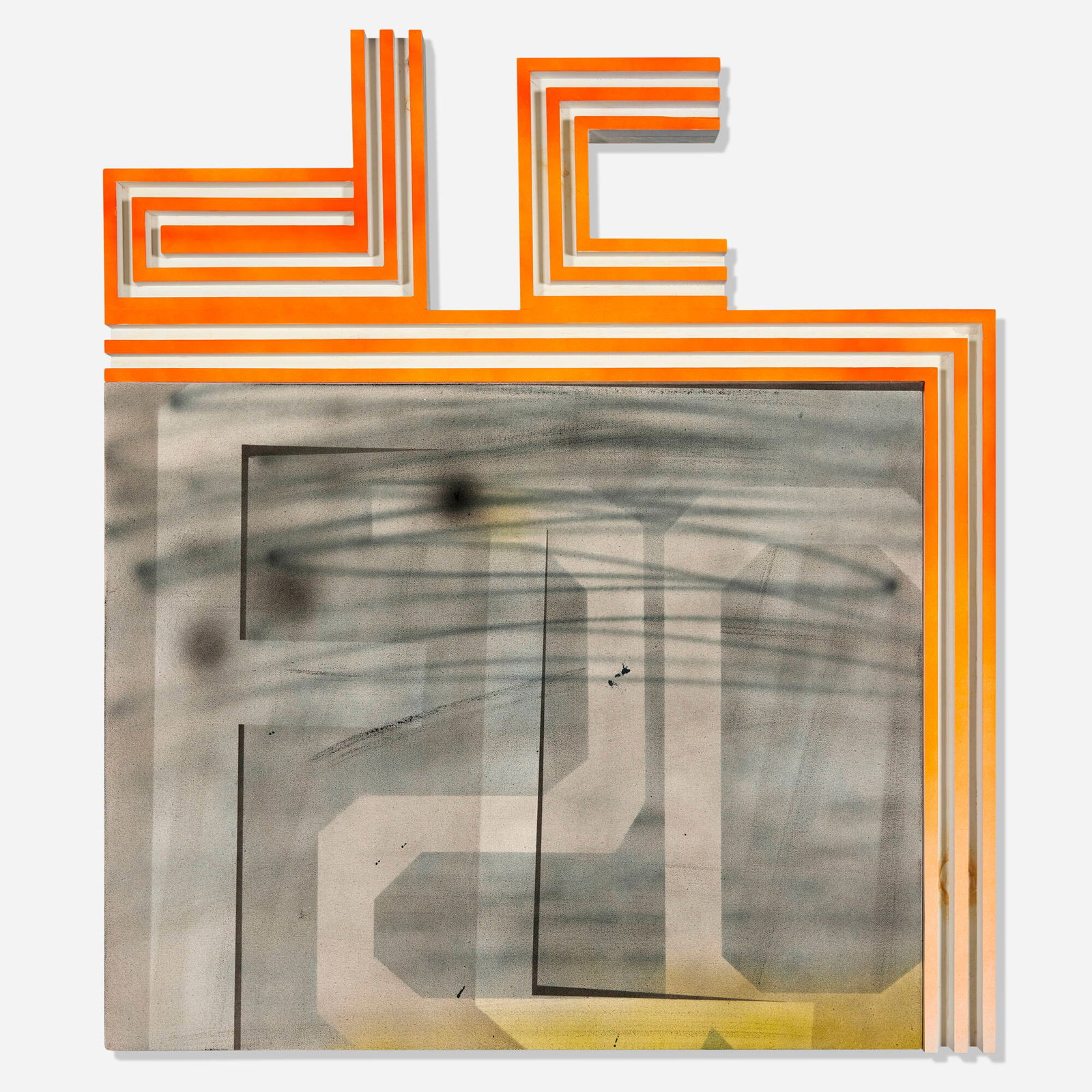 Wendy White, DC20: Wendy White DC20 2010 acrylic on canvas and painted wood 35.375 h x 31.25 w x 2 d in (90 x 79 x 5 cm) Signed, titled, and dated to verso 'White DC20 2010'. This work will ship from Chicago,