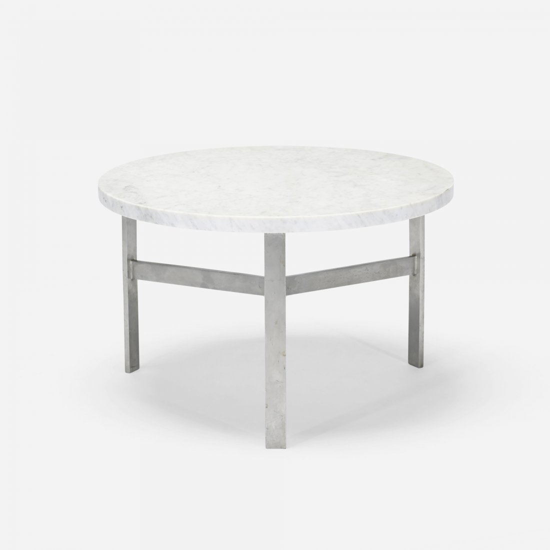 Ward Bennett coffee table: Ward Bennett coffee table Brickel Associates USA, c. 1970 marble, aluminum 26.75 dia x 17 h inches