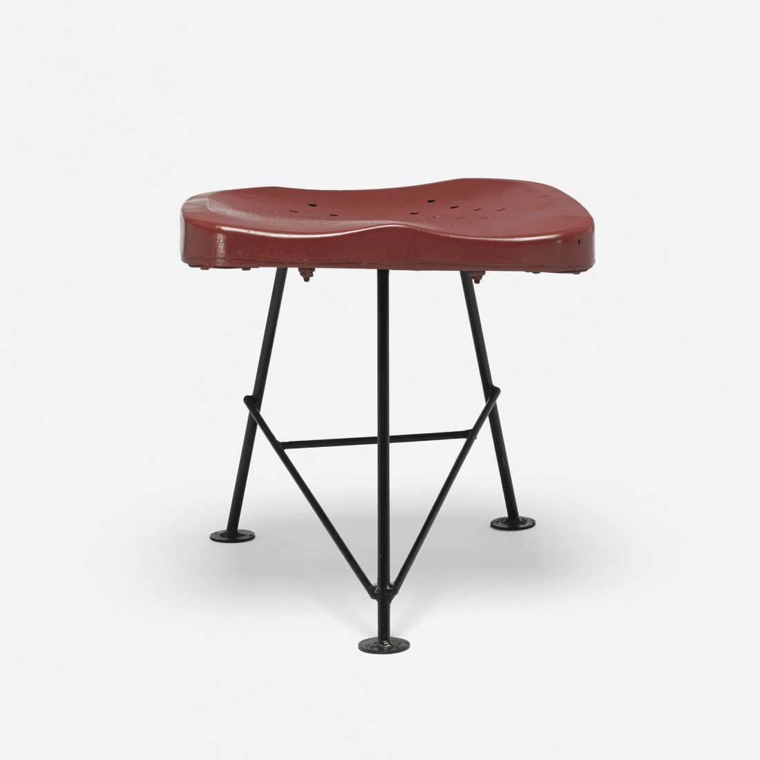 In the manner of Castiglioni stool: In the manner of Achille and Pier Giacomo Castiglioni stool c. 1975 enameled steel 17 w x 16 d x 17 h inches