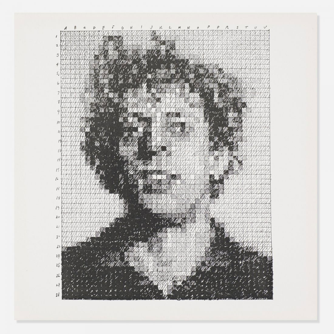 Close Phil (from the Rubber Stamp portfolio): Chuck Close Phil (from the Rubber Stamp portfolio) USA, 1976 lithograph on paper 8 h x 8 w inches Printed signature to reverse 'C. Close 553/1000'. This work is number 553 from the edition of 1000 pub