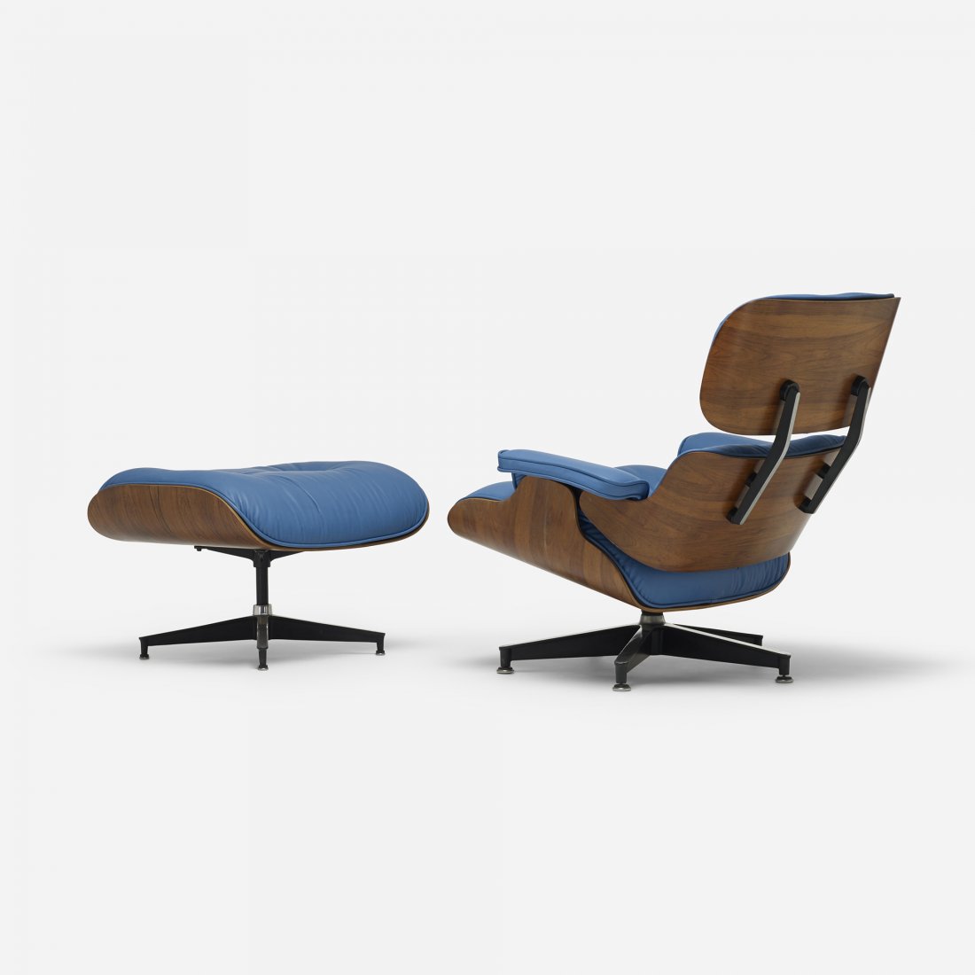 Charles and Ray Eames 670 lounge and 671 ottoman: Charles and Ray Eames 670 lounge chair and 671 ottoman Herman Miller USA, 1956 rosewood, leather, enameled aluminum, rubber 33 w x 35 d x 32 h inches Ottoman measures: 25.75 w x 22 d x 17 h inches. Si