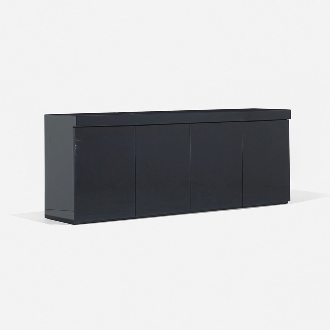 Paul Evans cabinet: Paul Evans cabinet USA, c. 1975 lacquered fiberglass 84.25 w x 20.25 d x 32.25 h inches Cabinet features four doors concealing one shallow drawer and one adjustable shelf. Provenance: Collection of Jo