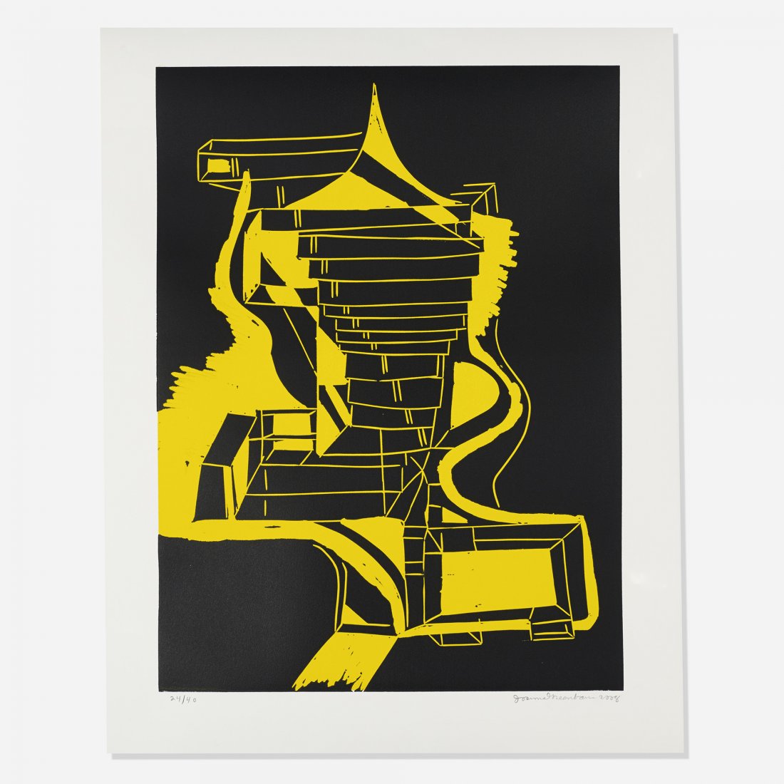 Joanne Greenbaum untitled: Joanne Greenbaum untitled USA, 2008 linocut on paper 28.25 h x 22.25 w inches Signed, dated and numbered to front 'Joanne Greenbaum 2008 24/40'. This work is number 24 from the edition of 40.