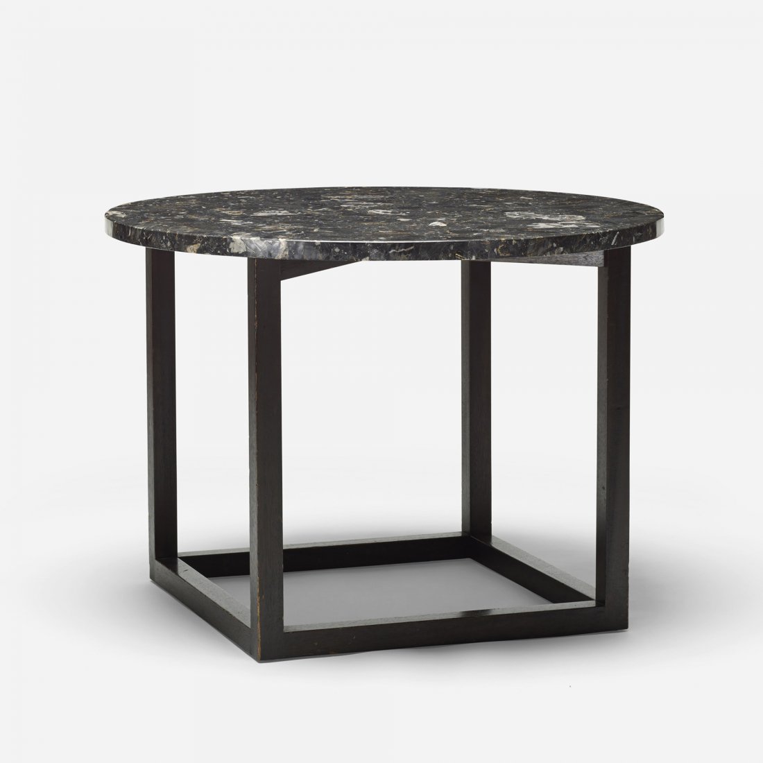 Josef Hoffmann occasional table: Josef Hoffmann occasional table Wittmann Austria, c. 1970 marble, lacquered mahogany 34.5 dia x 25 h inches Signed with applied plastic manufactuer's label to underside: [Wittmann Made in Austria].