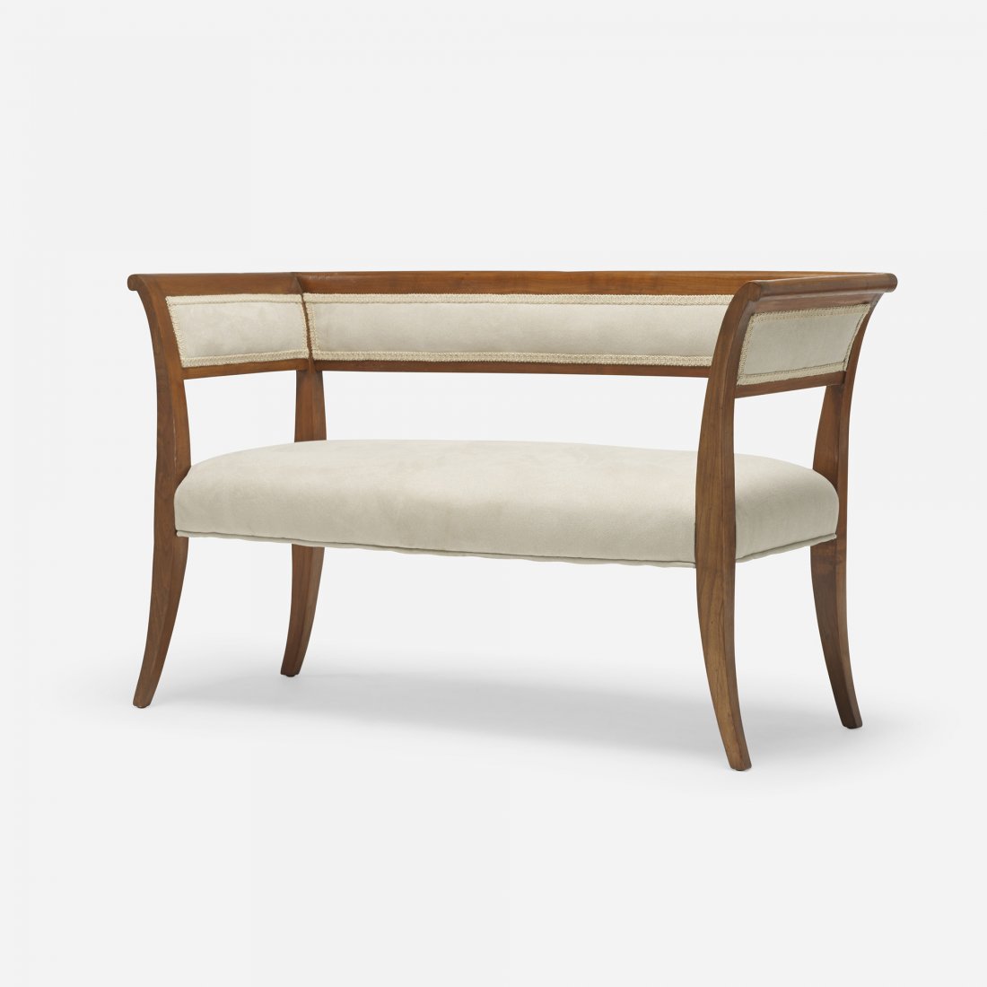 Italian settee: Italian settee c. 1950 walnut, upholstery 42.5 w x 16.75 d x 26.5 h inches