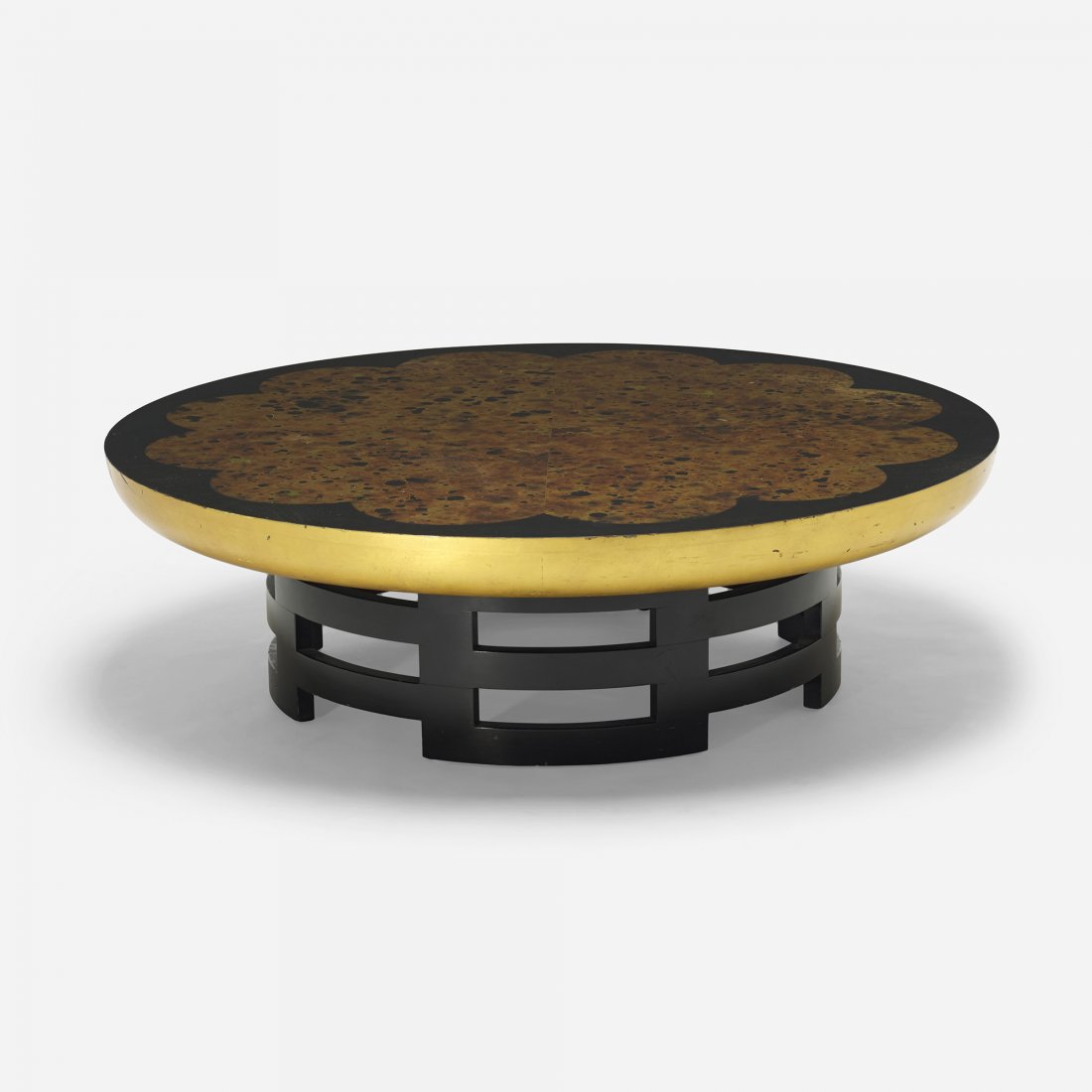 Muller and Barringer coffee table: Theodore Muller and Elizabeth Barringer coffee table Kittinger Germany, c. 1955 lacquered wood 47.5 dia x 14 h inches