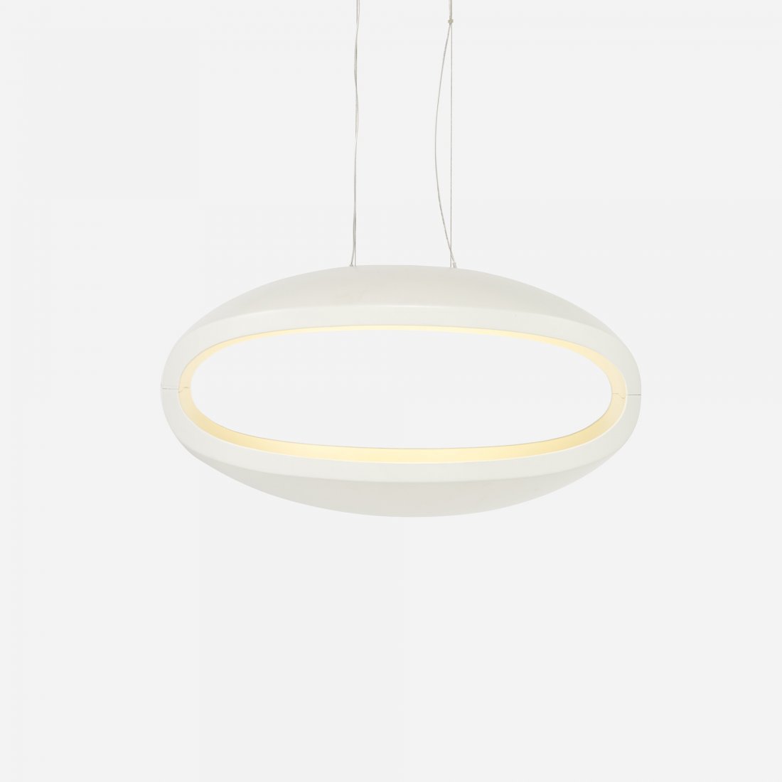 Nichetto and Gai O-Space pendant lamp: Luca Nichetto and Gianpietro Gai O-Space pendant lamp Foscarini Italy, 2003 plastic, chrome-plated steel, steel wire, frosted glass 21.5 w x 17 d x 11.5 h inches