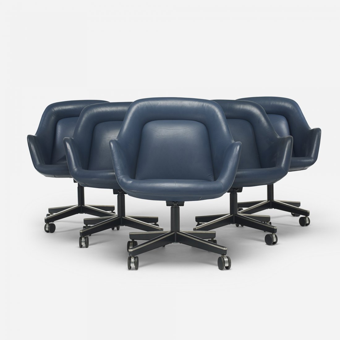 Max Pearson Pearson Executive chairs, set of five: Max Pearson Pearson Executive chairs, set of five Knoll International USA, 1966 leather, enameled steel, stainless steel, plastic 25.5 w x 25.5 d x 34 h inches Literature: Knoll: A Modernist Universe,