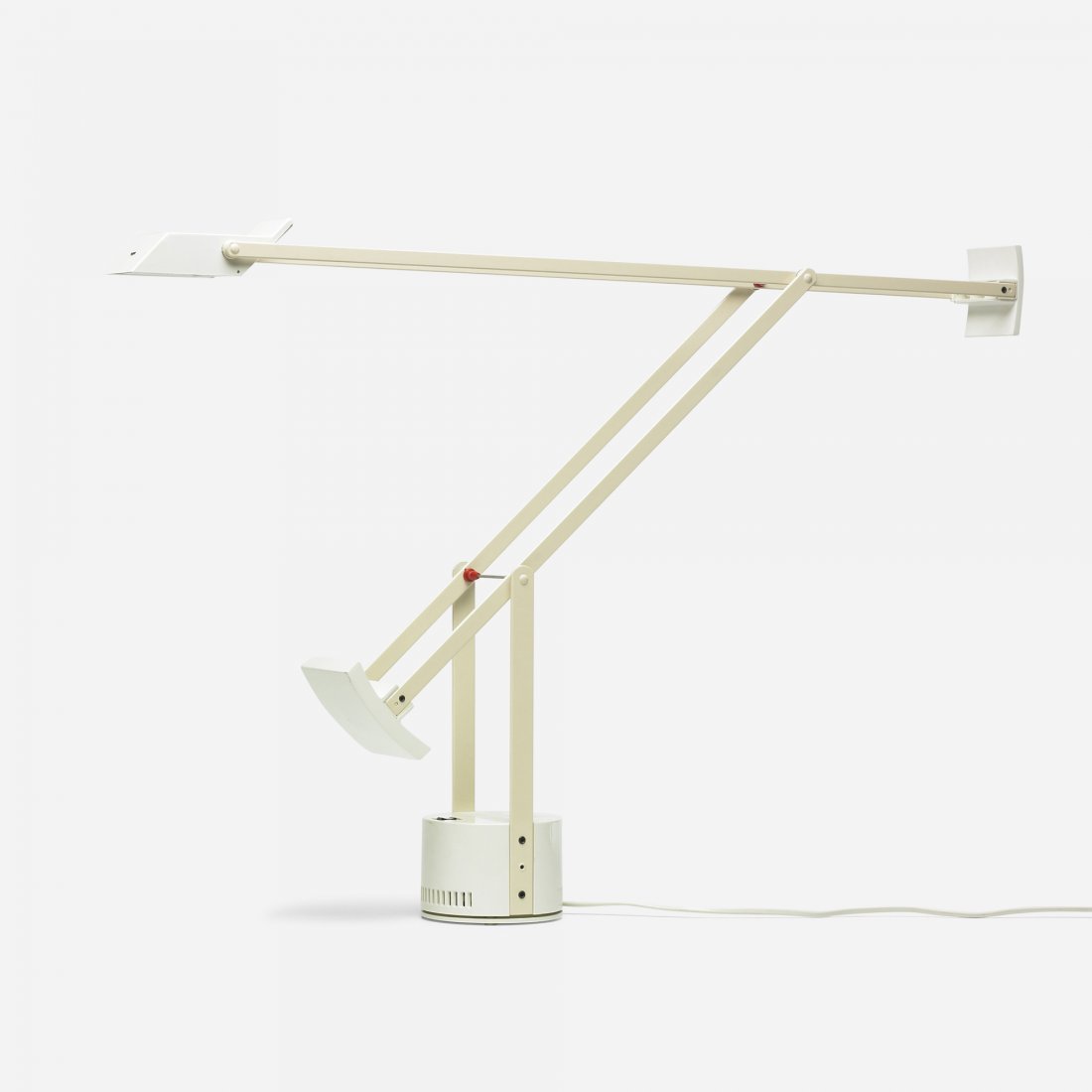 Richard Sapper Tizio table lamp: Richard Sapper Tizio table lamp Artemide Germany, 1972 enameled aluminum, plastic, chrome-plated steel 36 w x 4.5 d x 24 h inches Signed with molded manufacturer's mark to underside: [Artemide Milano