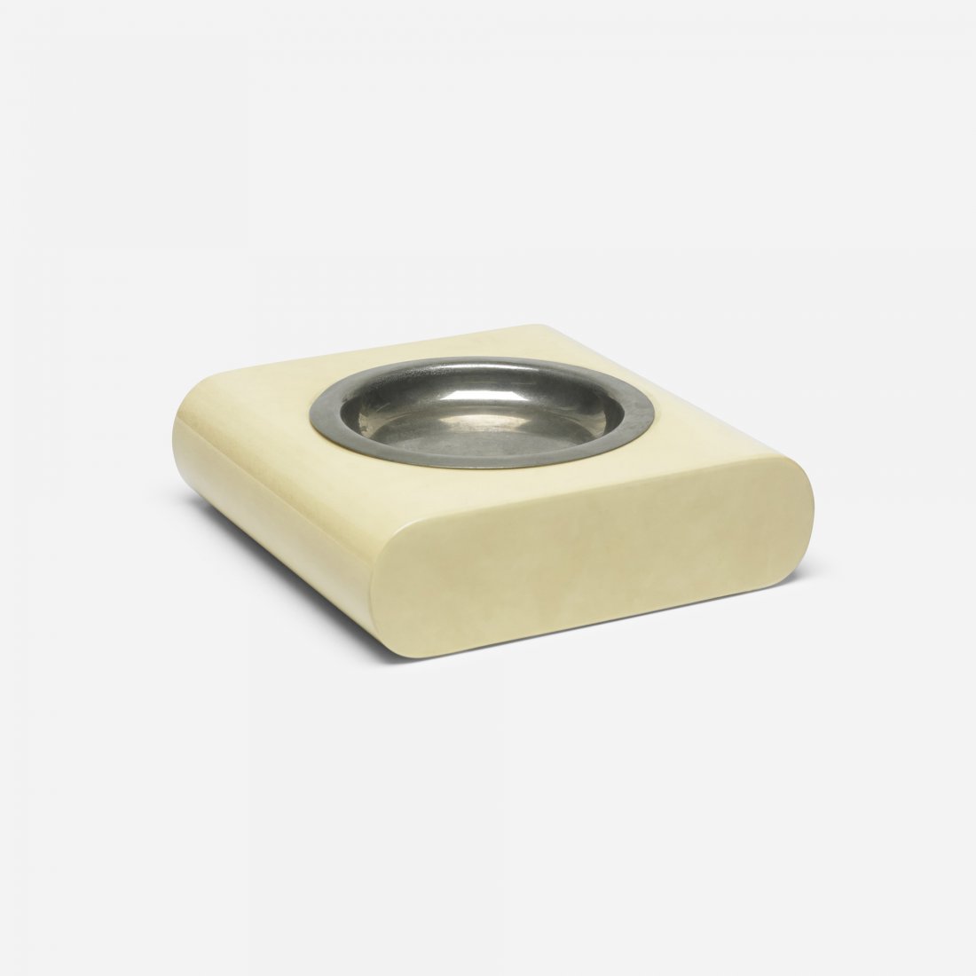 Karl Springer bowl: Karl Springer bowl USA, c. 1965 lacquered wood, stainless steel 8 w x 7.5 d x 2.25 h inches