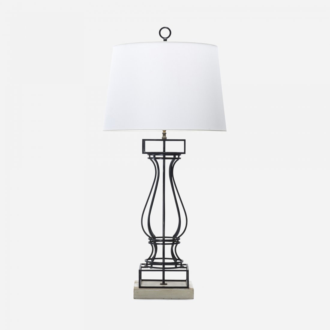 Surrealist table lamp: Surrealist table lamp c. 1970 enameled steel, lacquered wood, paper, brass 19 dia x 41 h inches
