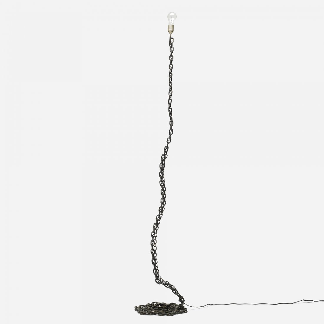 Franz West floor lamp: Franz West floor lamp Meta Memphis Austria, 1988 welded and patinated steel 14 dia x 70.5 h inches
