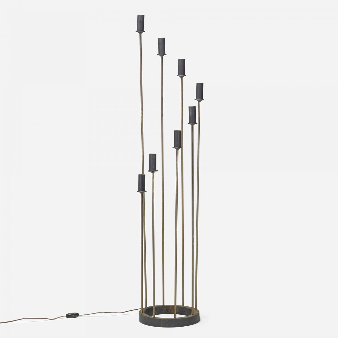 In the manner of Tapio Wirkkala floor lamp: In the manner of Tapio Wirkkala floor lamp Finland, c. 1960 brass, cast iron, paper 10.75 dia x 54.5 h inches