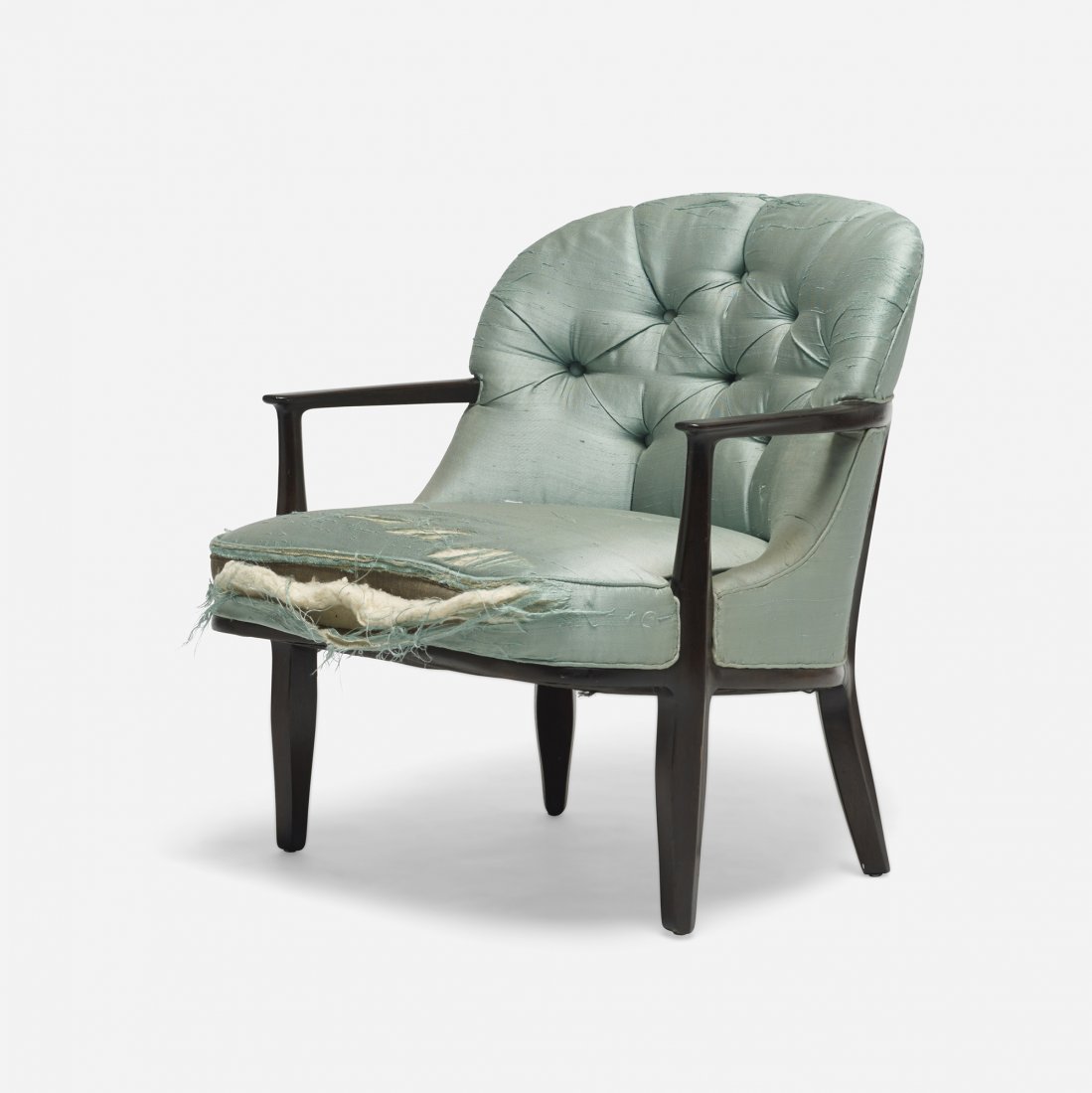 Edward Wormley Janus lounge chair, model 5705: Edward Wormley Janus lounge chair, model 5705 Dunbar USA, 1957 upholstery, stained mahogany 27 w x 28 d x 30 h inches Literature: Edward Wormley: The Other Face of Modernism, Gura, Kennedy and Weinber