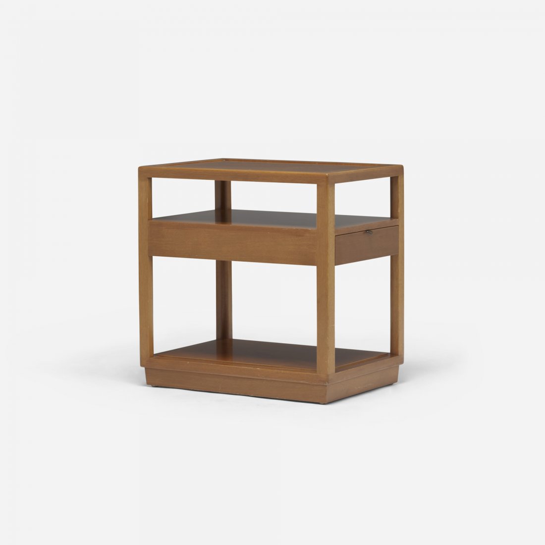Edward Wormley occasional table: Edward Wormley occasional table Dunbar USA, c. 1949 mahogany, brass 16 w x 23.5 d x 23.25 h inches Signed with green metal manufacturer's label to drawer: [Dunbar Berne Indiana].