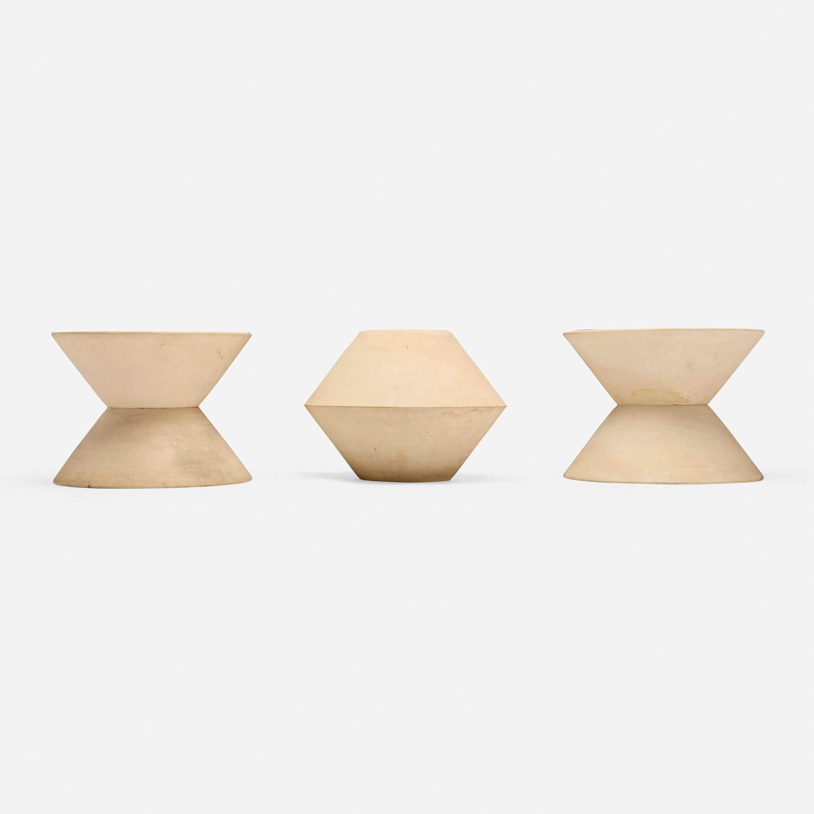 LaGardo Tackett, Planters, set of three: LaGardo Tackett Planters, set of three Architectural Pottery USA, c. 1956 glazed stoneware 15.75 h x 21 dia in (40 x 53 cm) 16 h x 21.5 dia in (41 x 55 cm) Set is comprised of one model
