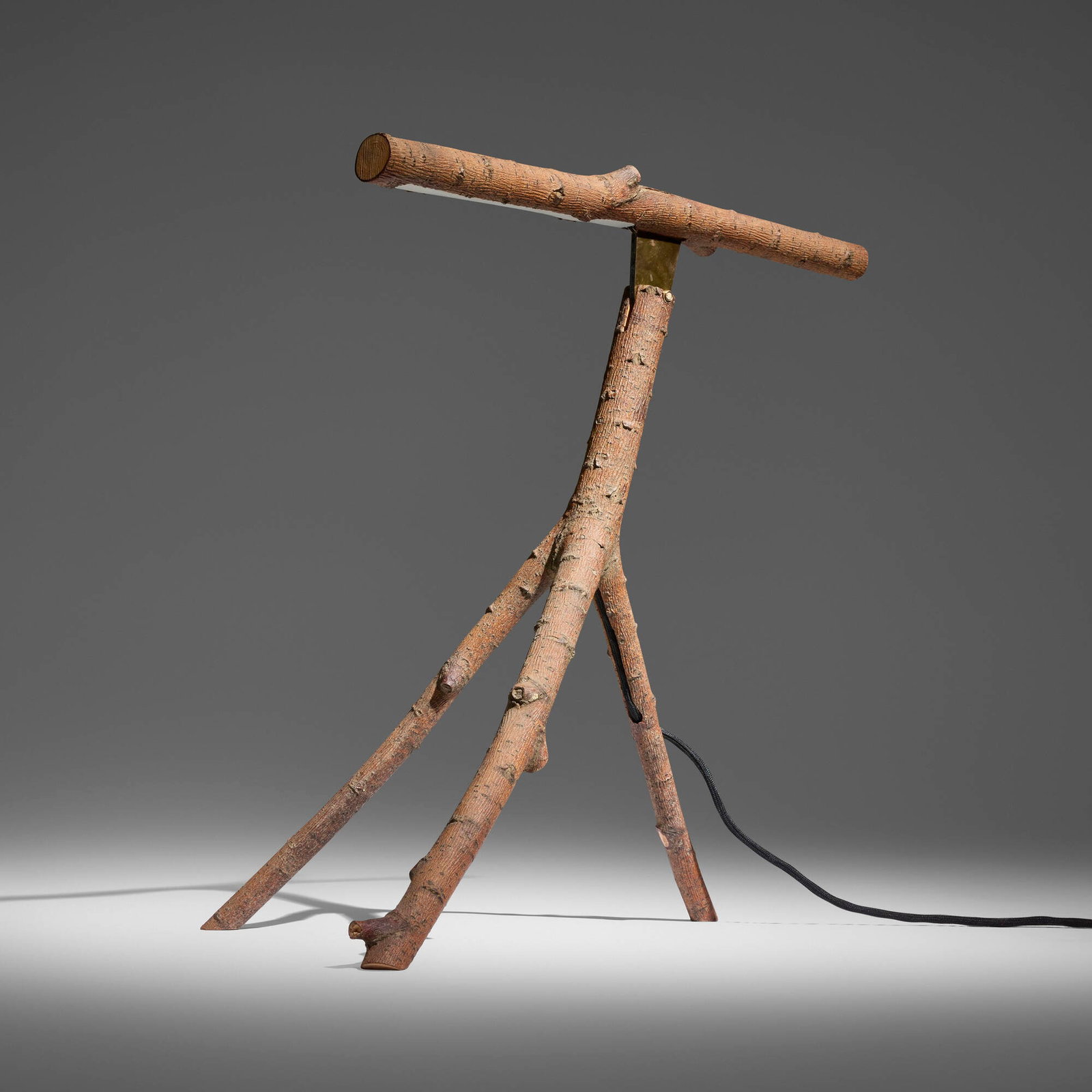 Marco Iannicelli, Little Tree Friend #5 (table lamp): Marco Iannicelli Little Tree Friend #5 (table lamp) Germany, 2013 willow, brass, Pertinax 25 h x 18 w x 13 d in (63 x 46 x 33 cm) Engraved signature, title, and date to metal plate on leg '