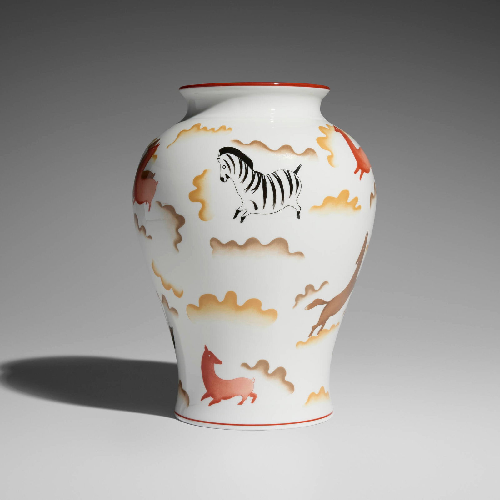 Gio Ponti, Jungle vase: Gio Ponti Jungle vase Richard Ginori Italy, c. 1929 / c. 1975 transfer-printed porcelain 10.625 h x 8 dia in (27 x 20 cm) Stamped manufacturer's mark to underside 'Riedizione del