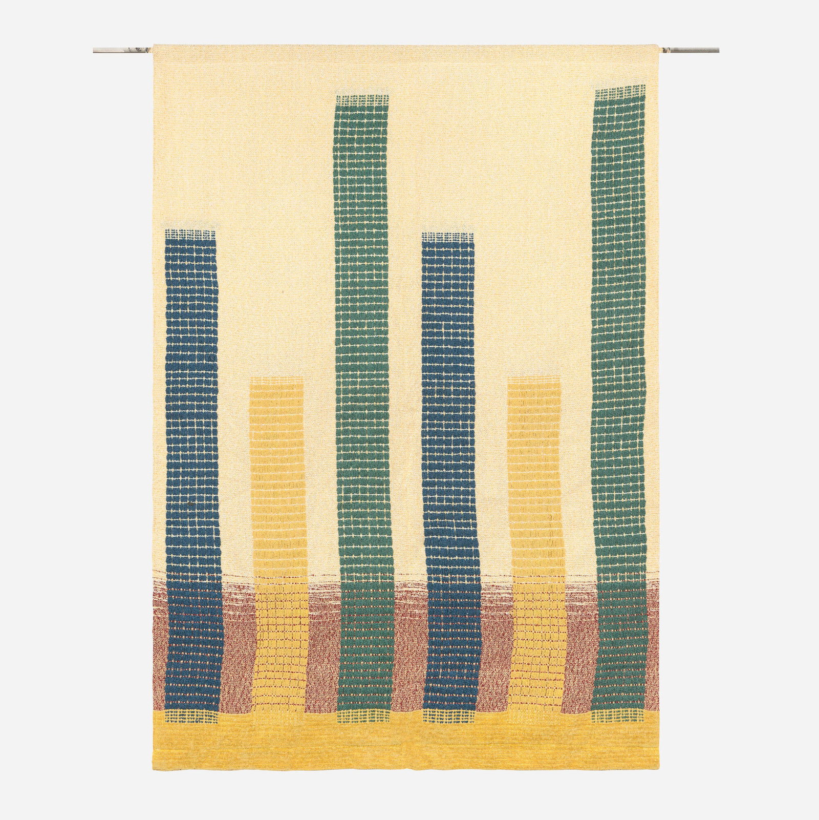 Maria Kipp, Textile panel: Maria Kipp Textile panel USA, c. 1955 cotton, wool, linen, rayon 59 h x 42 w in (150 x 107 cm) This work will ship from Chicago, Illinois.
