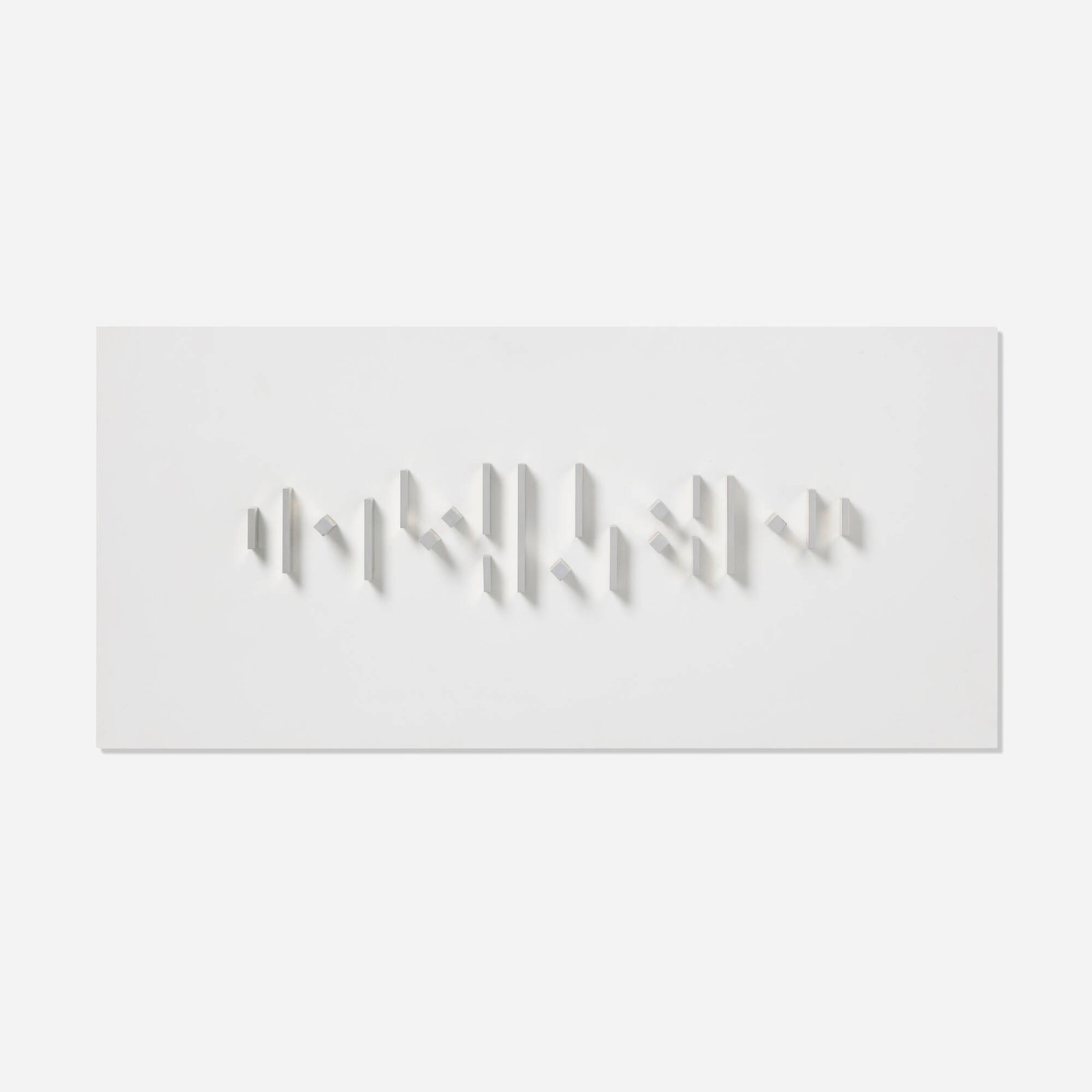 Gino Lorcini, Horizontal Etude: Gino Lorcini Horizontal Etude 1967 aluminum, acrylic, painted wood 15 h x 32 w x 3 d in (38 x 81 x 8 cm) Signed, titled, dated, and numbered to verso 'A/D Horizontal Etude 4/5 G. Lorcini