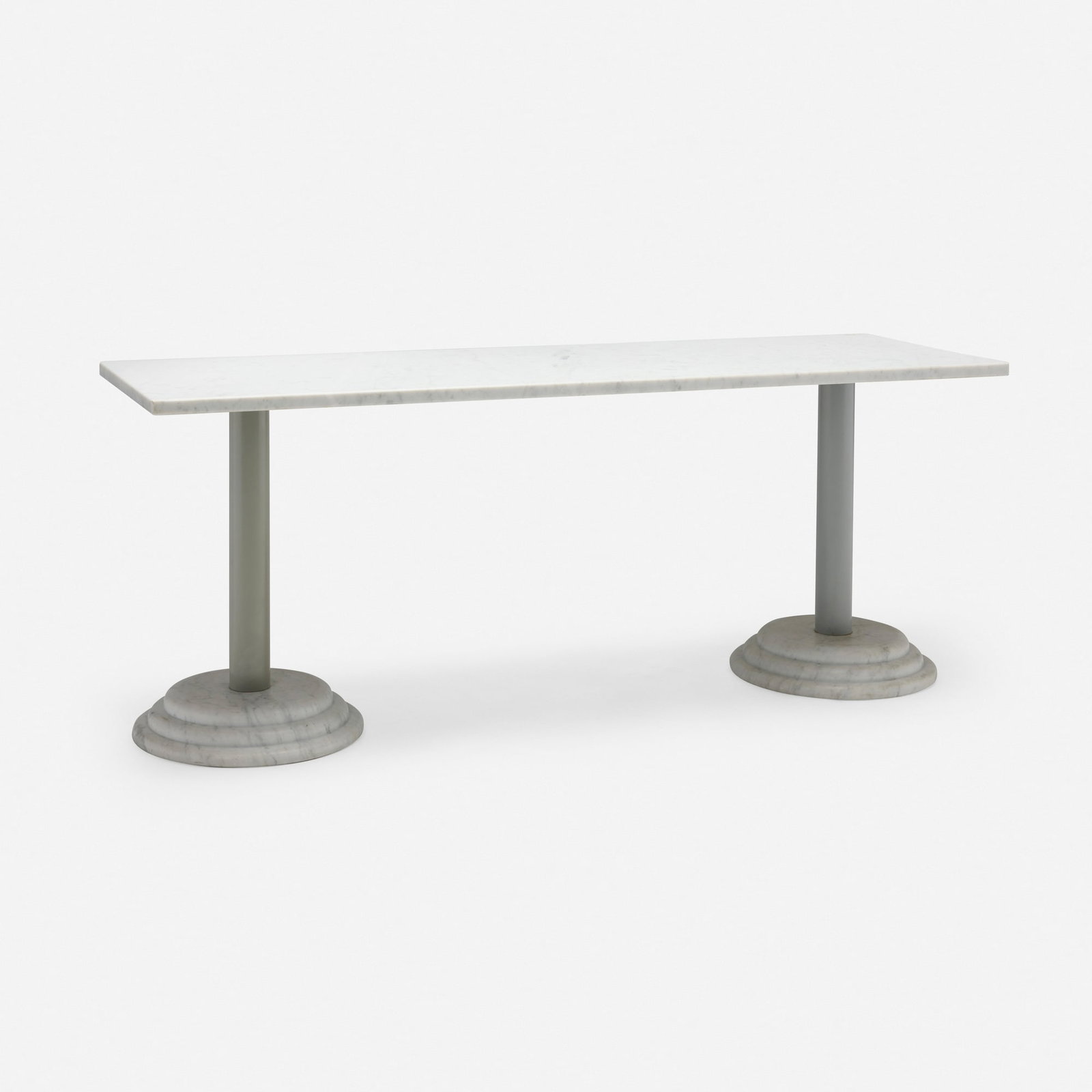 Antonia Astori, Kroma console table: Antonia Astori Kroma console table Driade Italy, c. 1985 marble, lacquered steel 29 h x 71 w x 22.875 d in (74 x 180 x 58 cm) This work will ship from Chicago, Illinois.