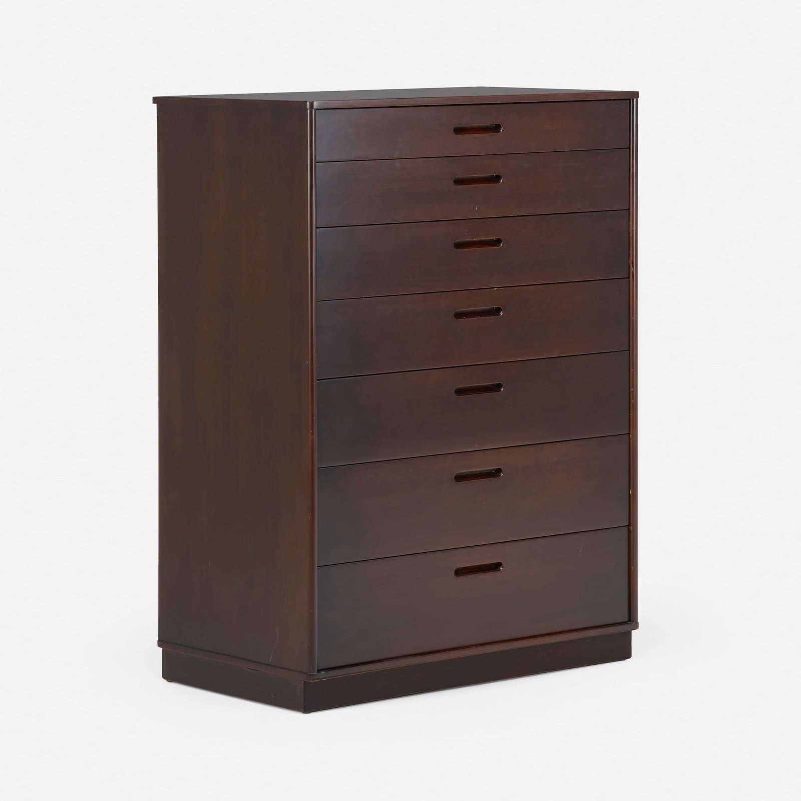 Edward Wormley, Tall chest of drawers: Edward Wormley Tall chest of drawers Dunbar USA, 1949 mahogany 46.75 h x 34 w x 20 d in (119 x 86 x 51 cm) Chest features seven drawers. Literature: Edward Wormley: The Other Face of Modernism, Gura,