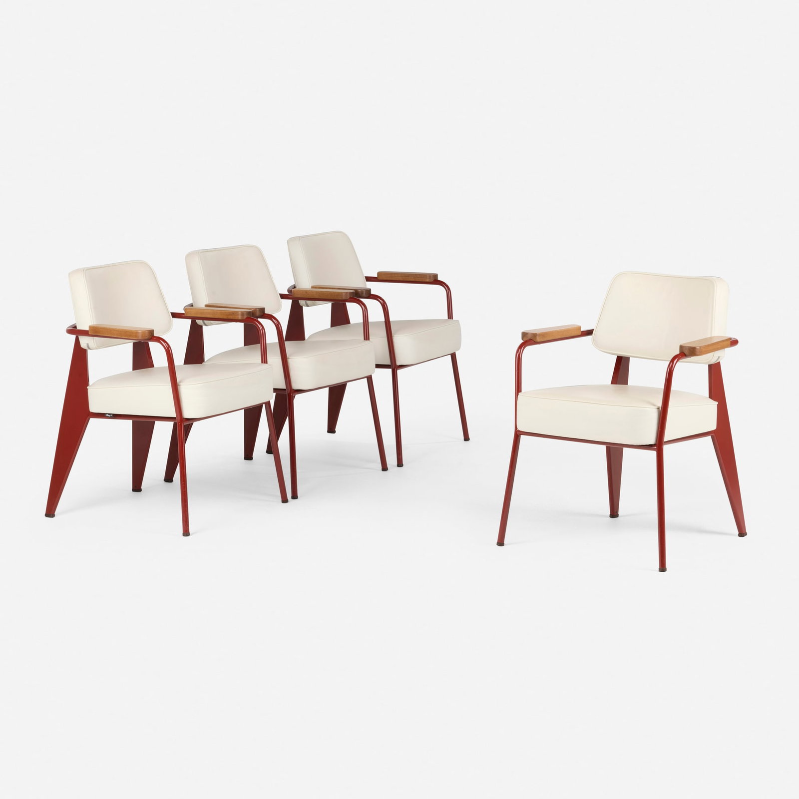 Jean Prouve, Fauteuil Direction armchairs model 352, set of four (1 of 6)