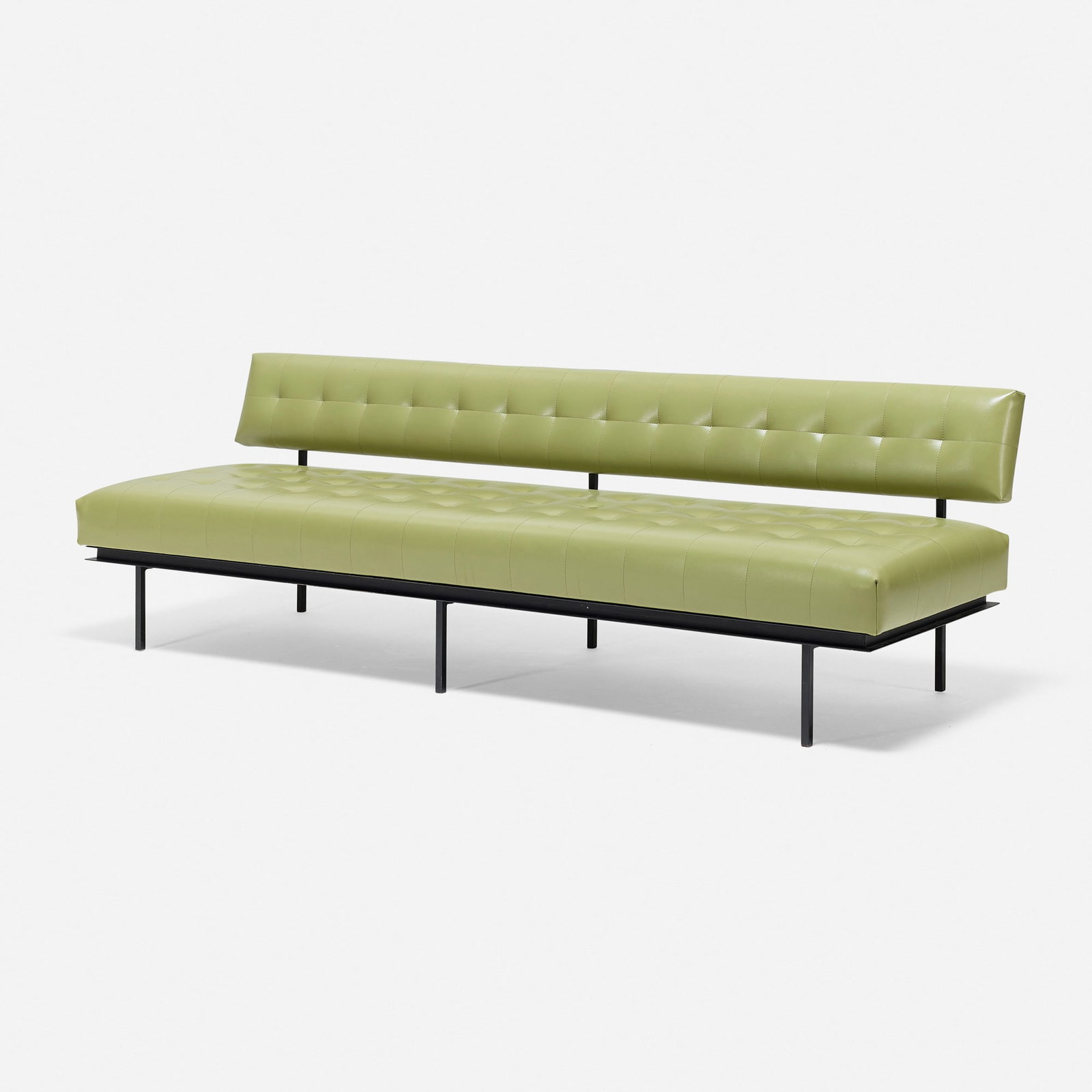 Florence Knoll, Sofa, model 578: Florence Knoll Sofa, model 578 Knoll Associates USA, 1954 vinyl, lacquered steel 29 h x 90 w x 28 d in (74 x 229 x 71 cm) Literature: Knoll Furniture: 1938-1960,