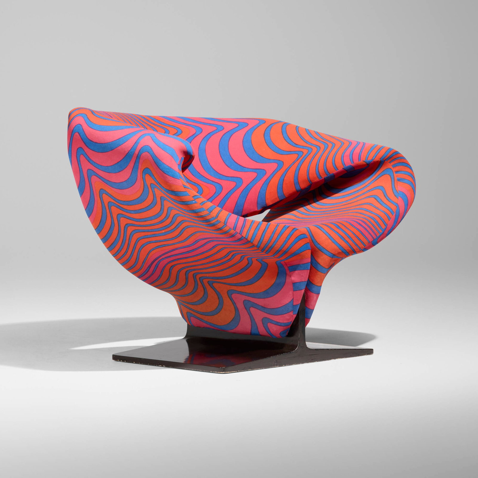 Pierre Paulin, Ribbon chair: Pierre Paulin Ribbon chair Artifort France, 1965 Momentum upholstery by Jack Lenor Larsen over tubular steel and foam 27 h x 40 w x 29 d in (69 x 102 x 74 cm) Sold with a digital copy of t