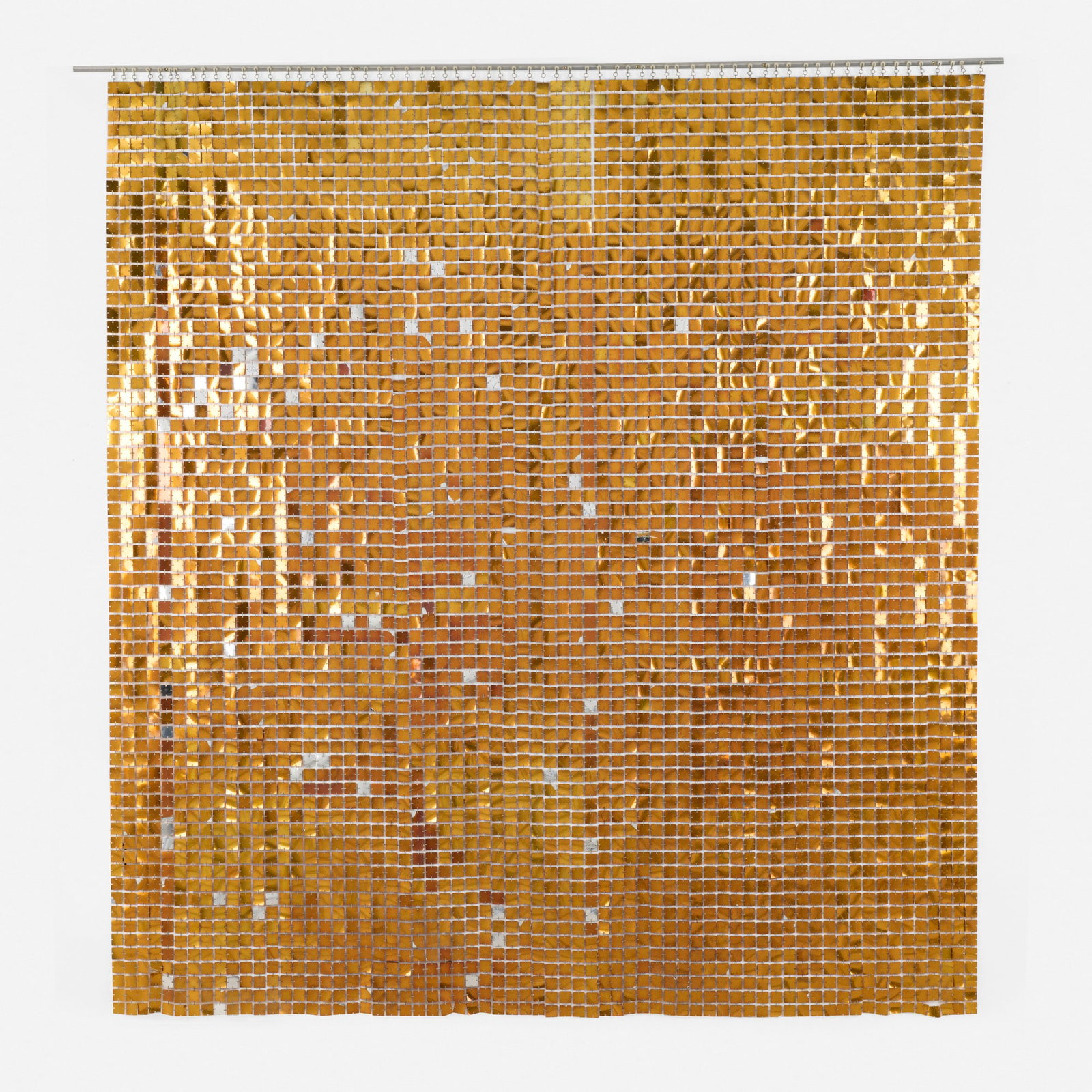 Paco Rabanne, Space Curtain: Paco Rabanne Space Curtain Software / Baumann AG France, c. 1975 plasticized copper, chrome-plated steel, plastic 94.5 h x 87 w in (240 x 221 cm) This work will ship from Lamb