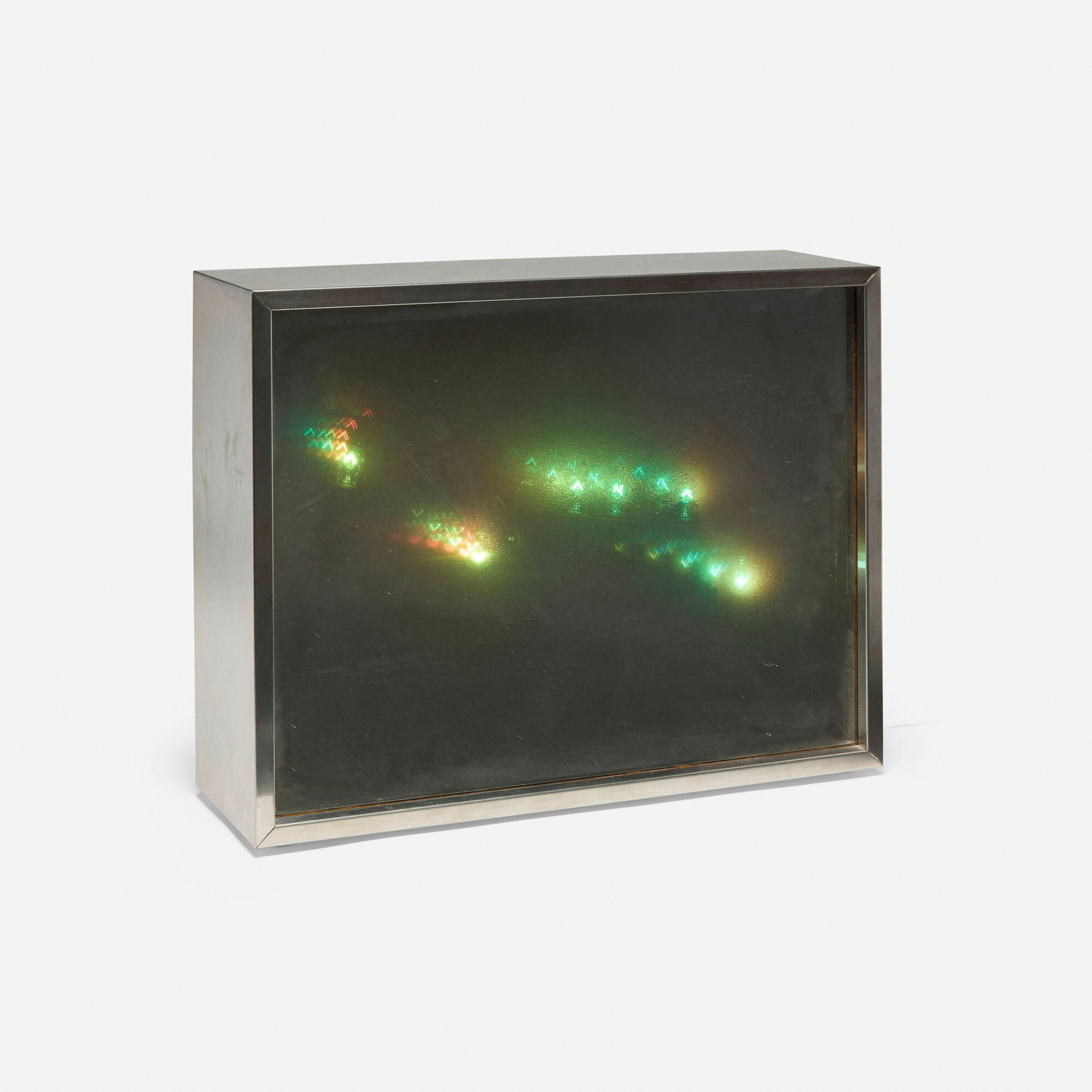 Chuck Prentiss, Dielectric box: Chuck Prentiss Dielectric box c. 1967 stainless steel, glass 15.25 h x 19 w x 6 d in (39 x 48 x 15 cm) This work will ship from Los Angeles, California.