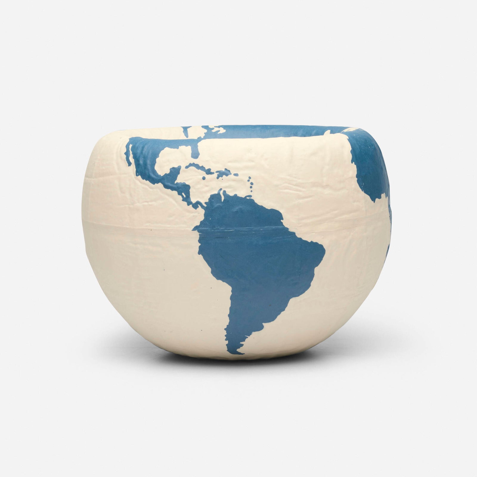 Ry Rocklen, Globowl Cream Blue (Mazerine Land): Ry Rocklen Globowl Cream Blue (Mazerine Land) 2015 ceramic, sonotube and paint 7.875 h x 10.875 dia in (20 x 28 cm) Incised signature, title and date to underside 'RNR Glowbowl Cream Blue