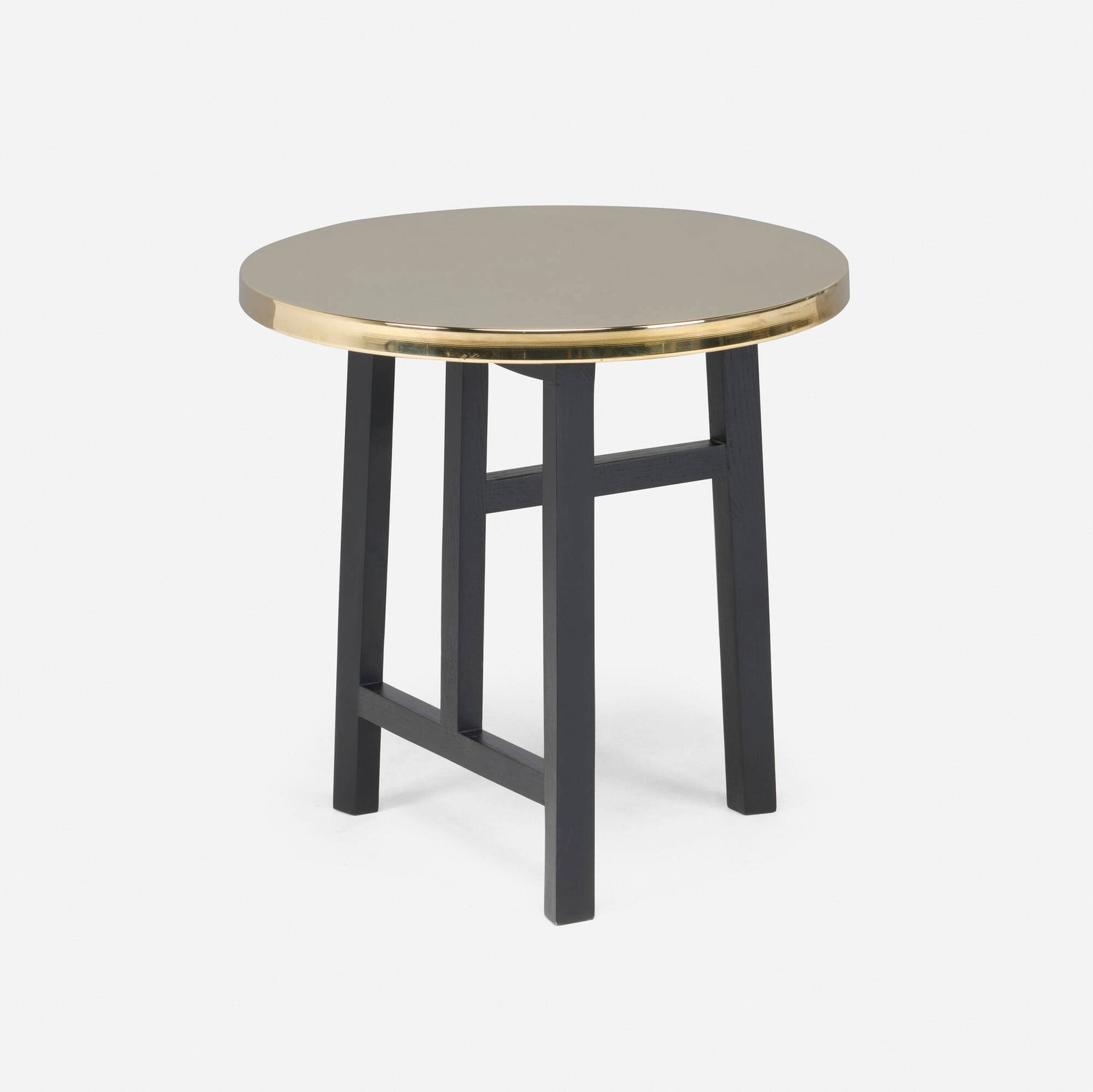 Neri & Hu, Trio occasional table: Neri & Hu Trio occasional table De La Espada China / Portugal, c. 2020 brass, stained ash 17.5 h x 17.5 dia in (44 x 44 cm) Metal manufacturer's label to underside 'neri&hu Made in Po