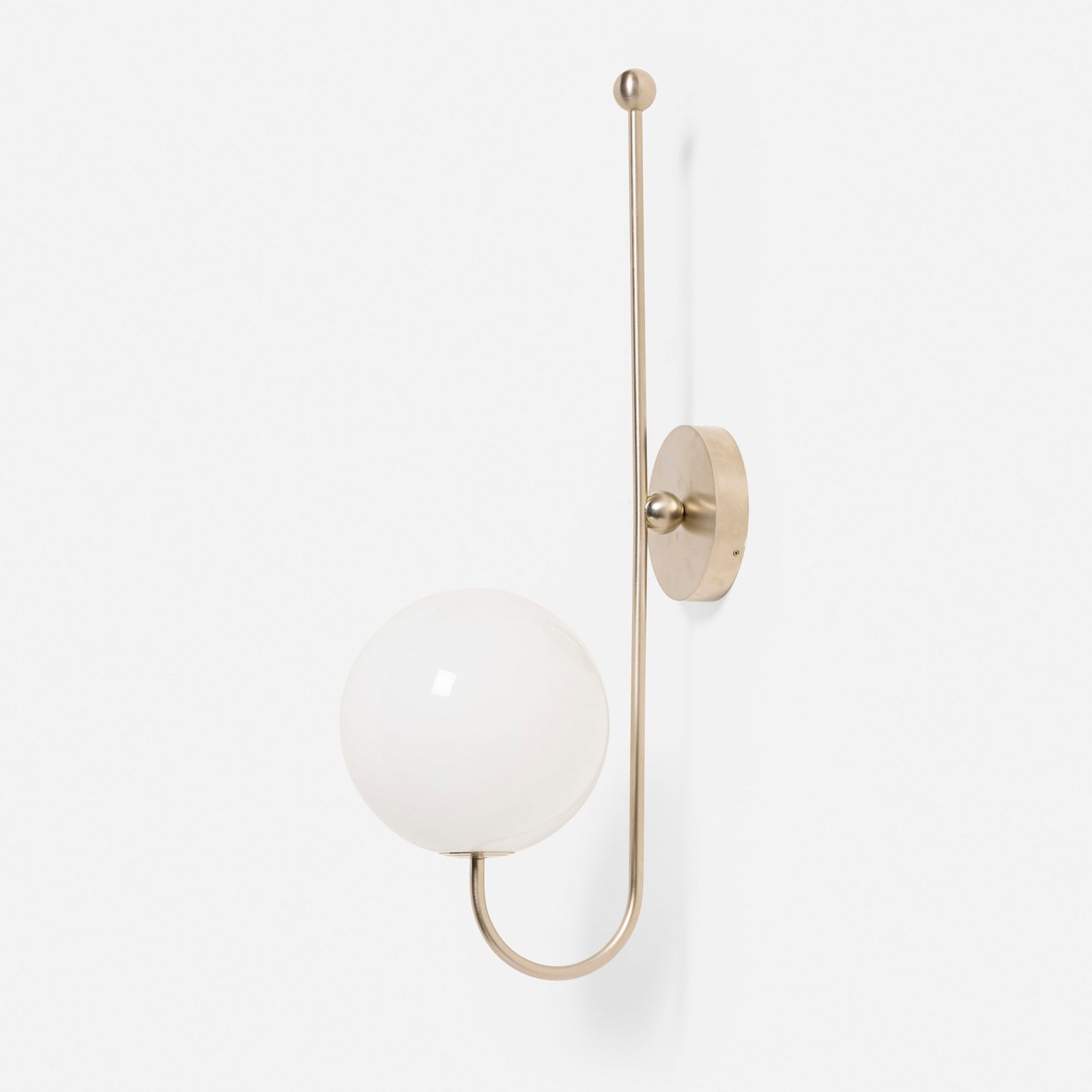 Michael Anastassiades, Single Angle wall lamp: Michael Anastassiades Single Angle wall lamp England, c. 2017 nickel-plated metal, glass 24.5 h x 10.5 w x 7 d in (62 x 27 x 18 cm) This work will ship from Los Angeles, California.