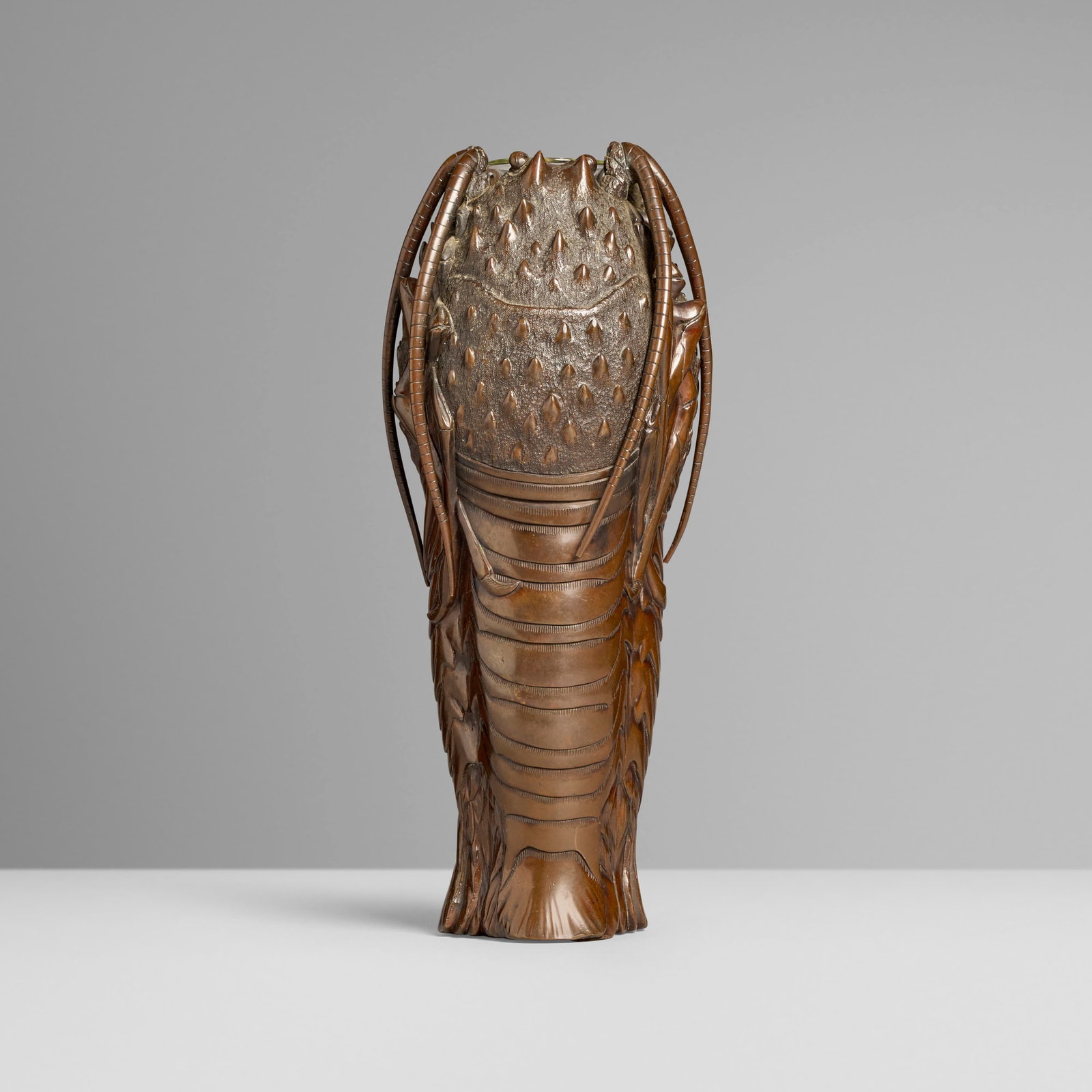 Japanese, Vase with spiny lobsters: Japanese Vase with spiny lobsters Meiji period (late 19th-early 20th century) bronze, glass liner 12 h x 6 dia in (30 x 15 cm) This work will ship from Los Angeles, California.