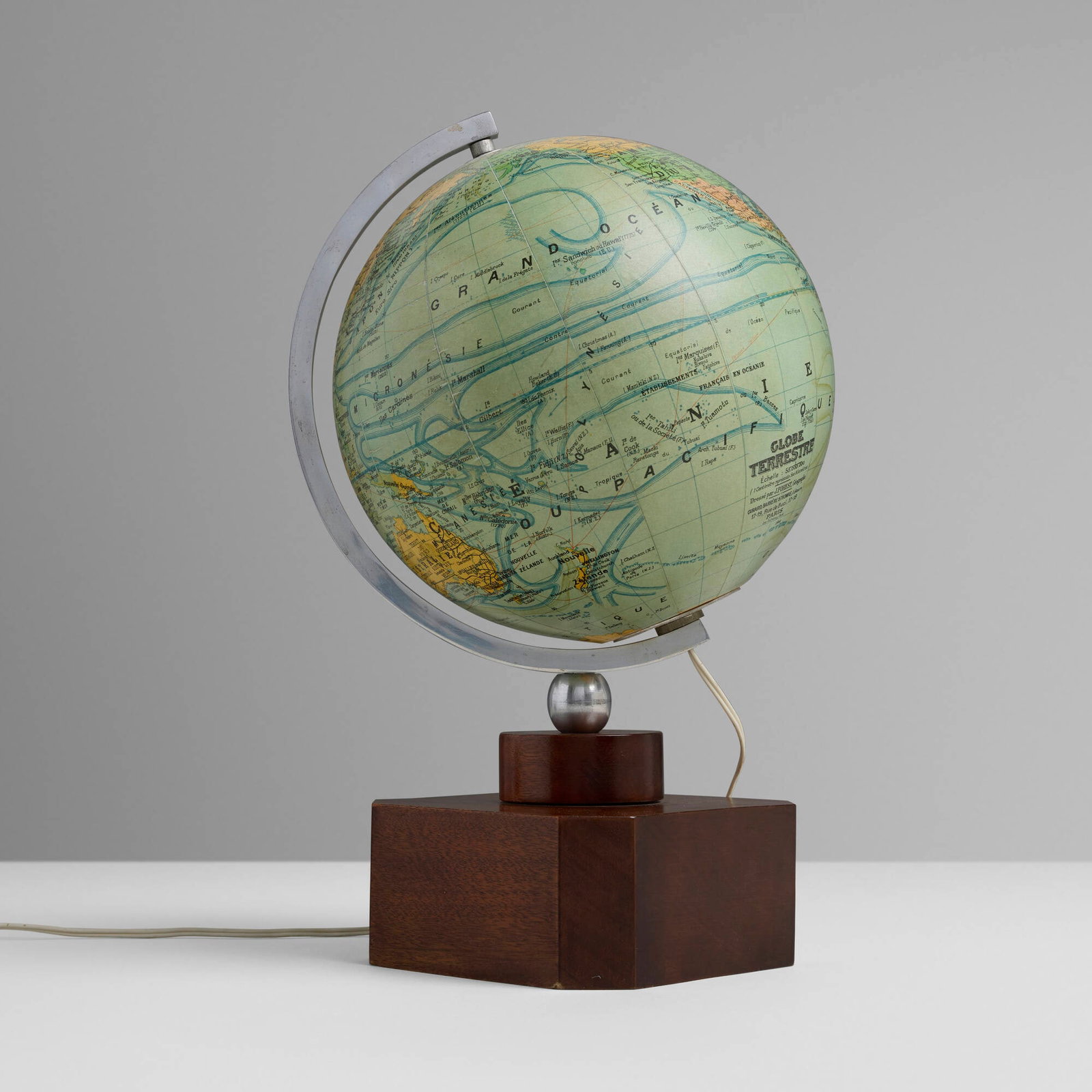 Jacques Adnet, attribution, Light-up terrestrial globe (1 of 4)