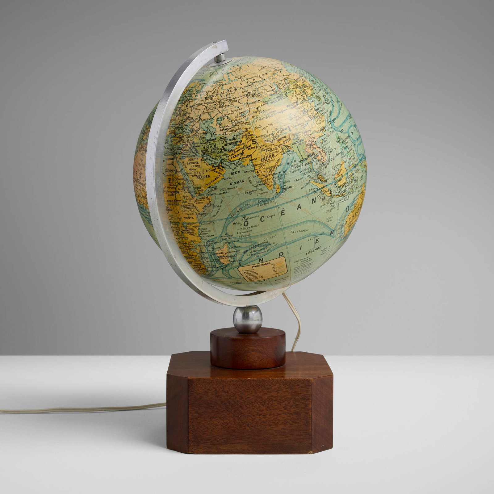 Jacques Adnet, attribution, Light-up terrestrial globe - 3