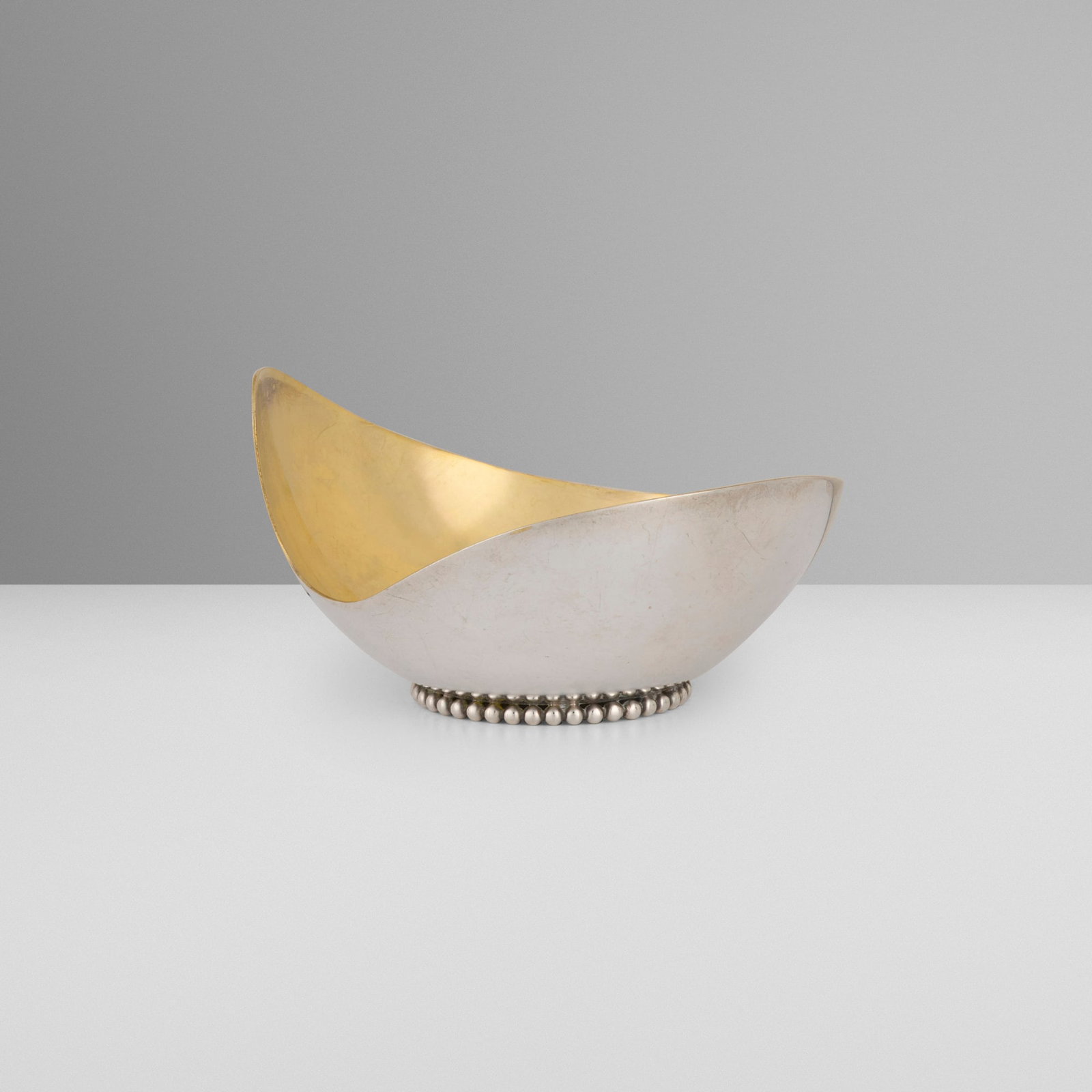 Puiforcat, Dish: Puiforcat Dish France, c. 1950 .950 silver parcel-gilt 1.75 h x 3.5 w x 3.125 d in (4 x 9 x 8 cm) Impressed manufacturer's mark to underside 'Puiforcat Paris' with French hallmark and