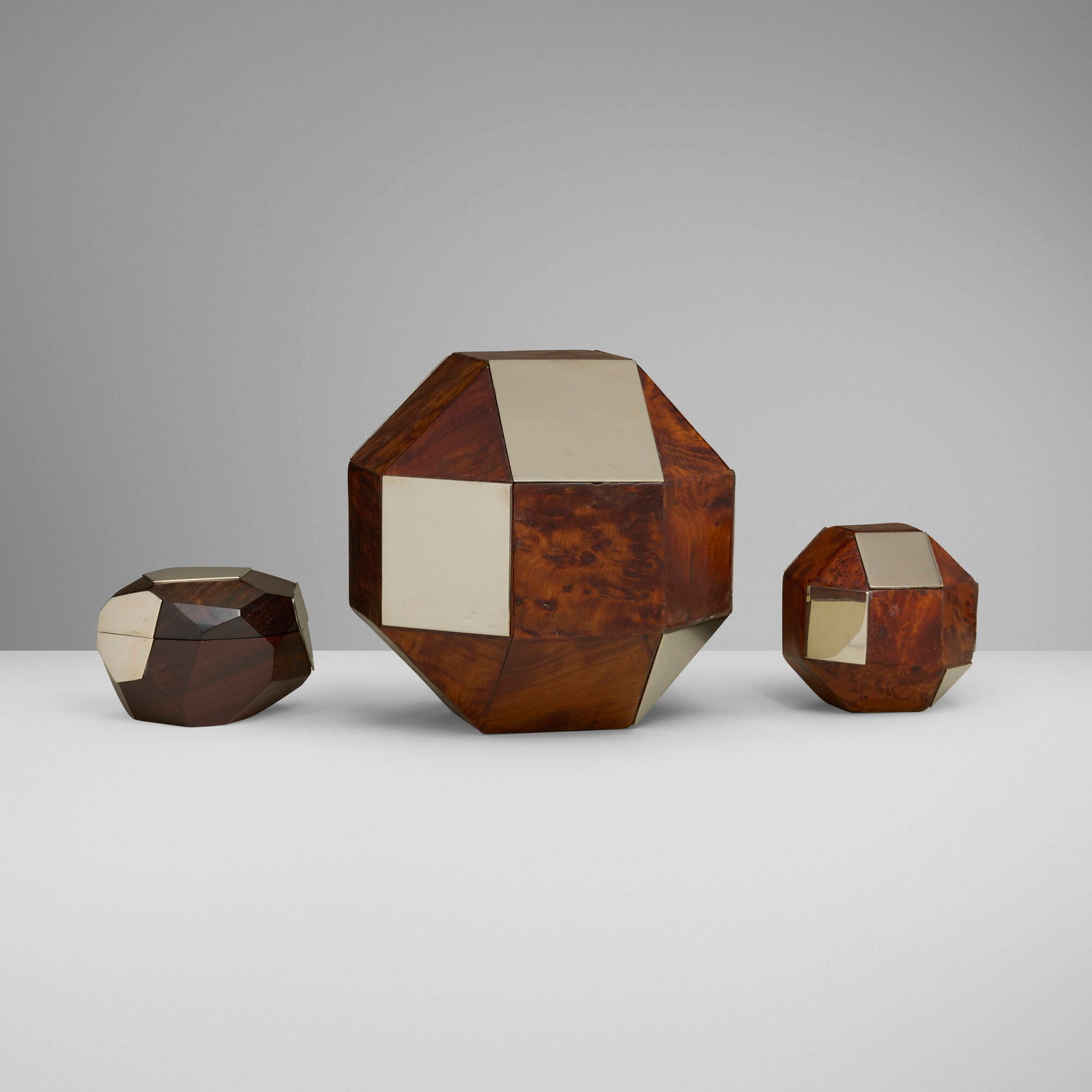 French, Architectural polyhedral boxes, set of three (1 of 4)