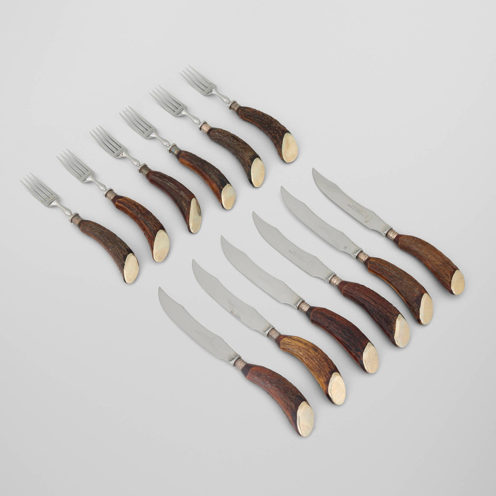 Asprey & Co., Stag grip steak knife and fork set (1 of 4)
