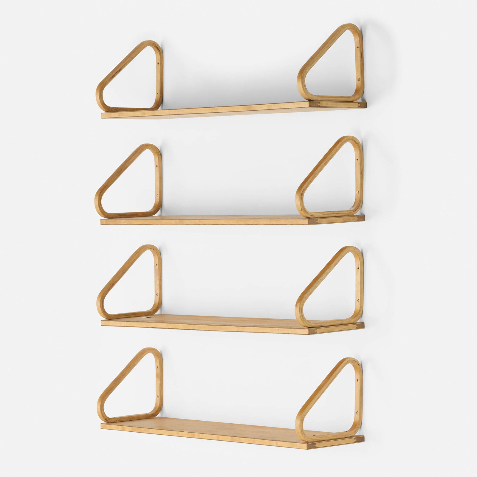 Alvar Aalto, Wall-mounted shelves model 112B, set of four (1 of 3)