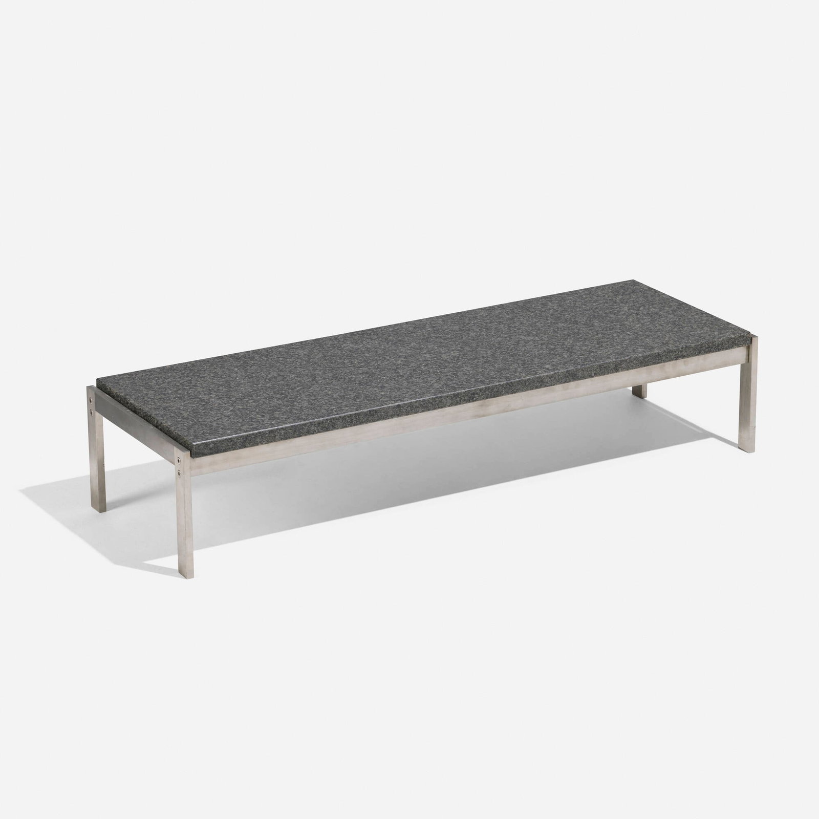 Poul Kjaerholm, PK 62 coffee table: Poul Kjaerholm PK 62 coffee table Kjaerholm Production Denmark, 1968 / c. 2004 chrome-plated steel, marble 6.5 h x 32.25 w x 10.5 d in (17 x 82 x 27 cm) Impressed manufacturer's mark to frame