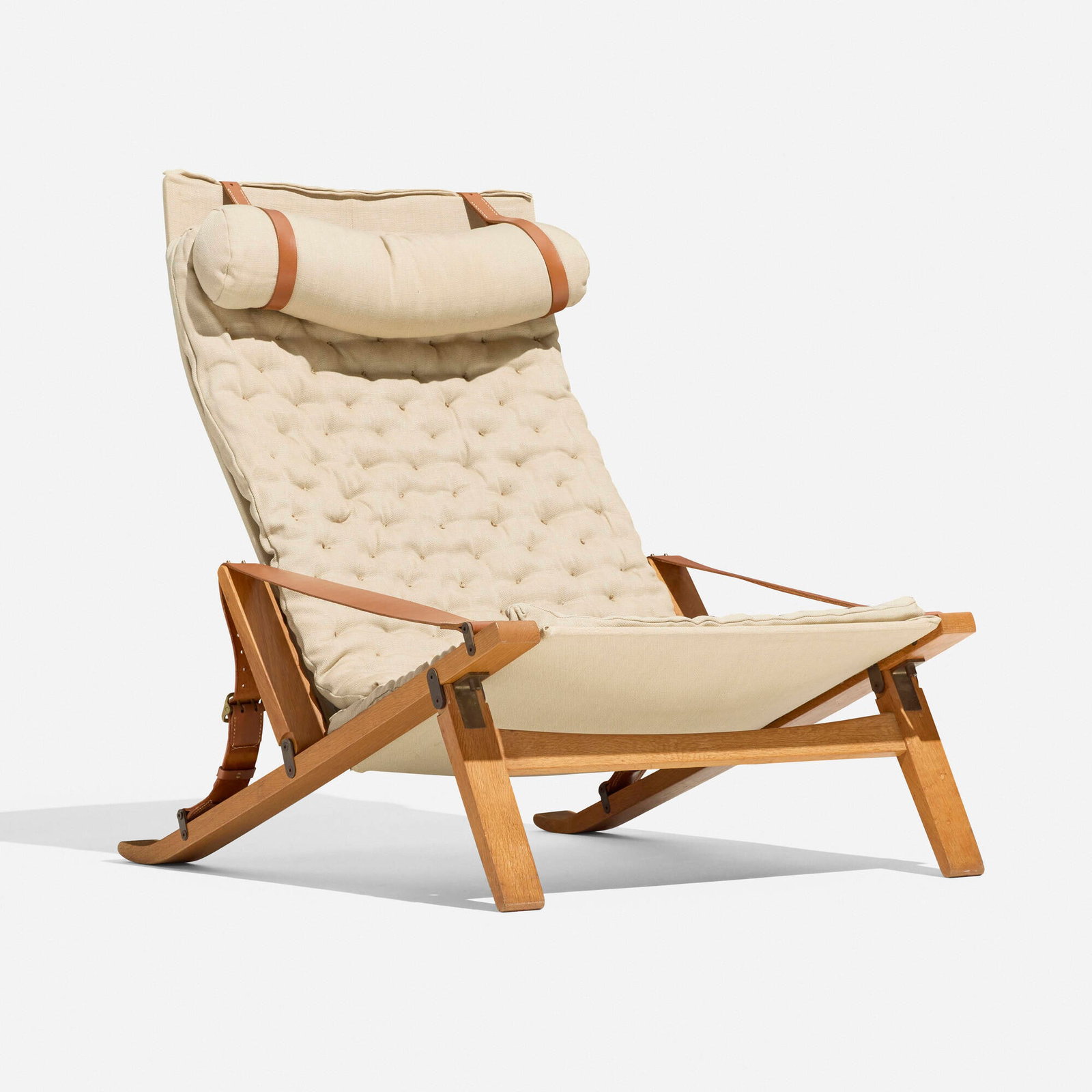 Preben Fabricius and Jorgen Kastholm, Lounge chair: Preben Fabricius and Jorgen Kastholm Lounge chair Poul Bachmann Denmark, c. 1965 oak, brass, upholstery, leather 35.25 h x 28.75 w x 35 d in (90 x 73 x 89 cm) This work will ship from Los Angeles,