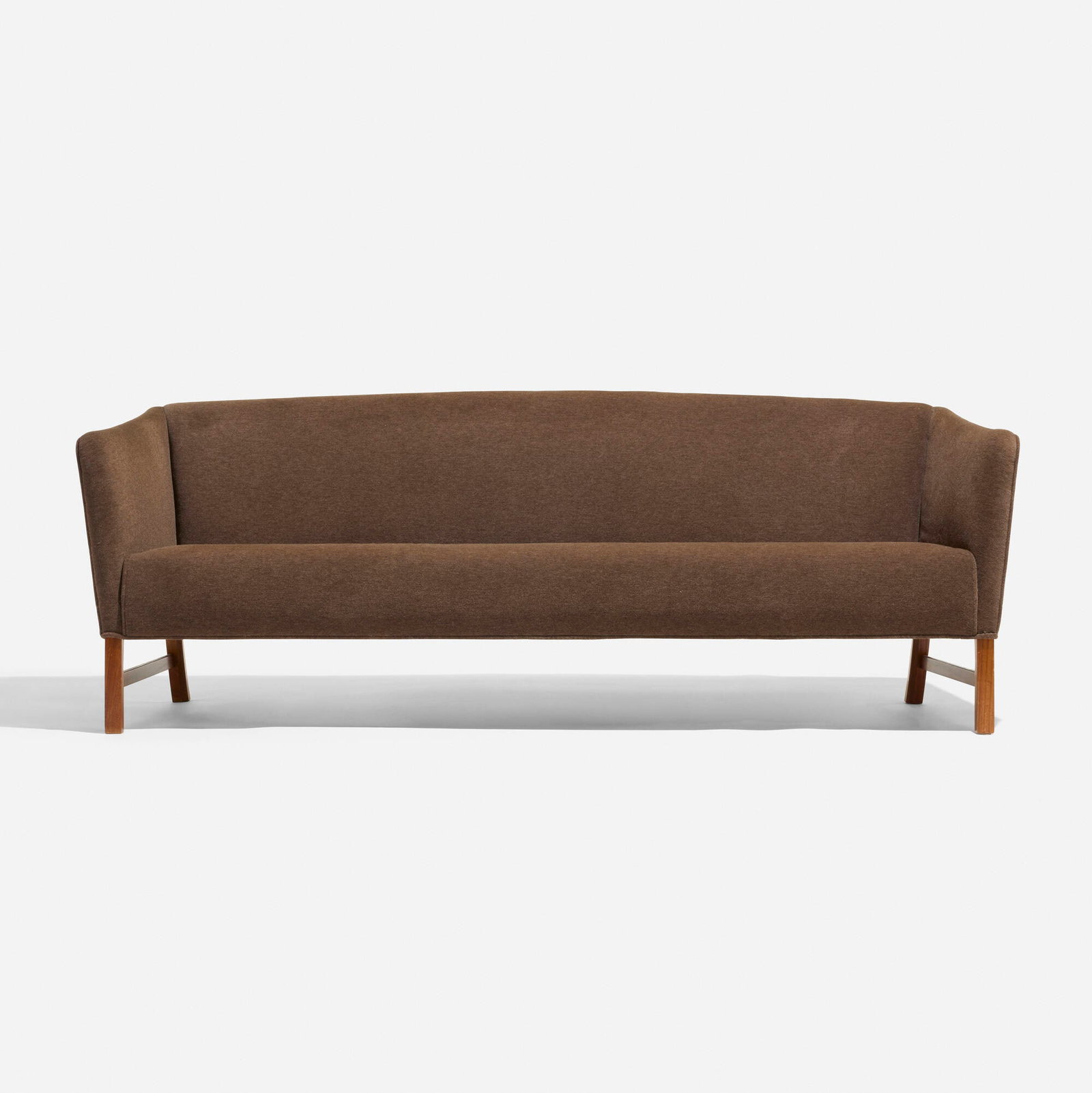 Ole Wanscher, Sofa: Ole Wanscher Sofa A.J. Iversen Denmark, 1960 velvet mohair upholstery, mahogany 29.75 h x 84.5 w x 30 d in (76 x 215 x 76 cm) This work will ship from Chicago, Illinois.