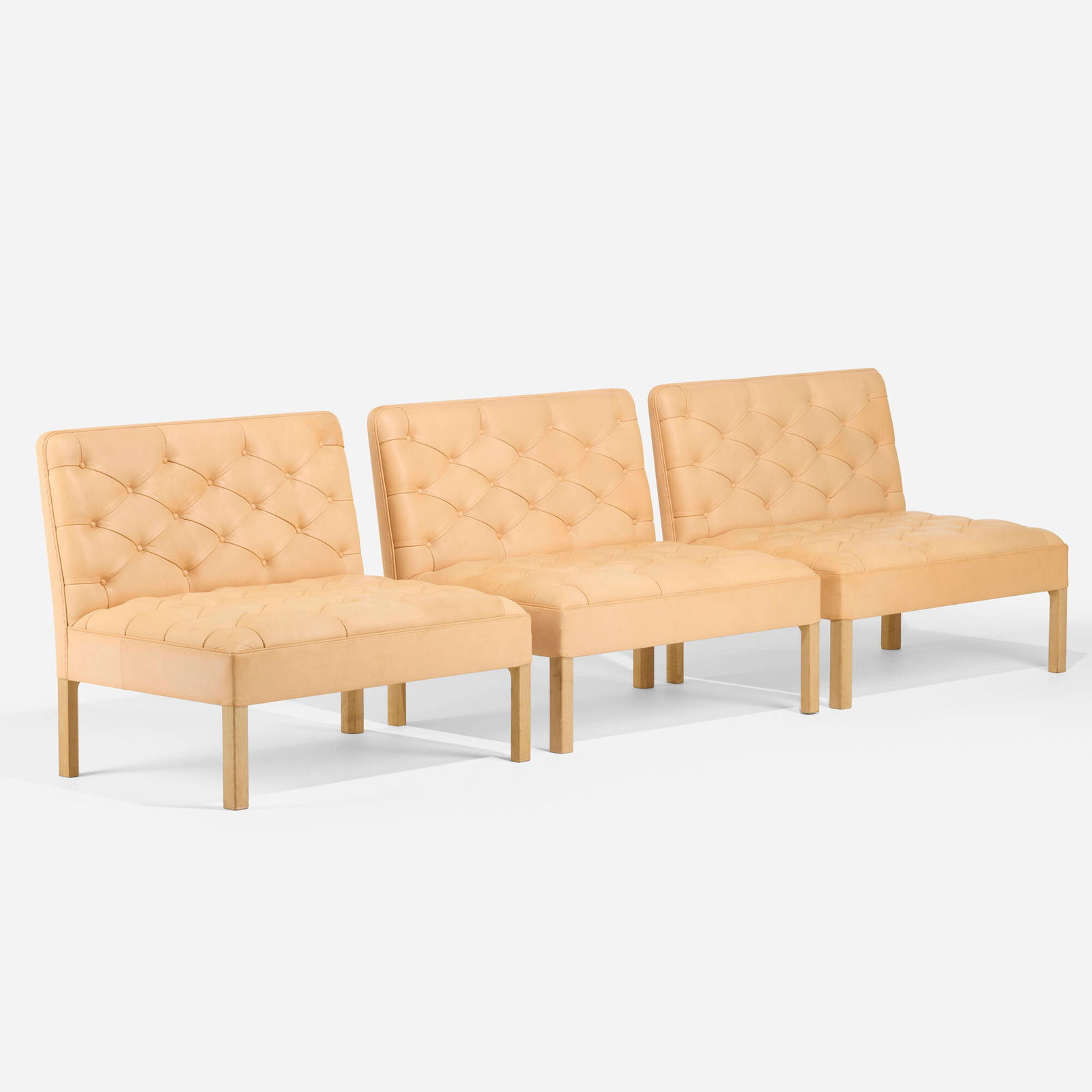 Kaare Klint, Addition sectional sofa, set of three: Kaare Klint Addition sectional sofa, set of three Carl Hansen & Son Denmark, 1933 / c. 2000 leather, oak 31 h x 36 w x 27 d in (79 x 91 x 69 cm) Metal manufacturer's label to undersid
