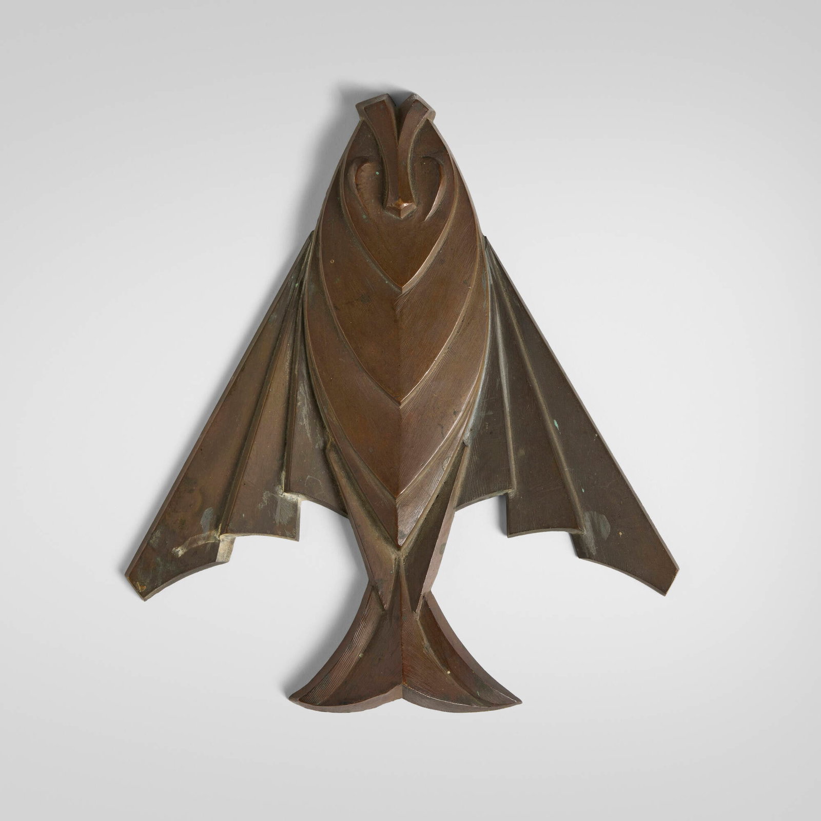 Art Deco, Ornament: Art Deco Ornament c. 1935 patinated bronze 0.625 h x 9.125 w x 8.125 d in (2 x 23 x 21 cm) Provenance: Private Collection This work will ship from Chicago, Illinois.