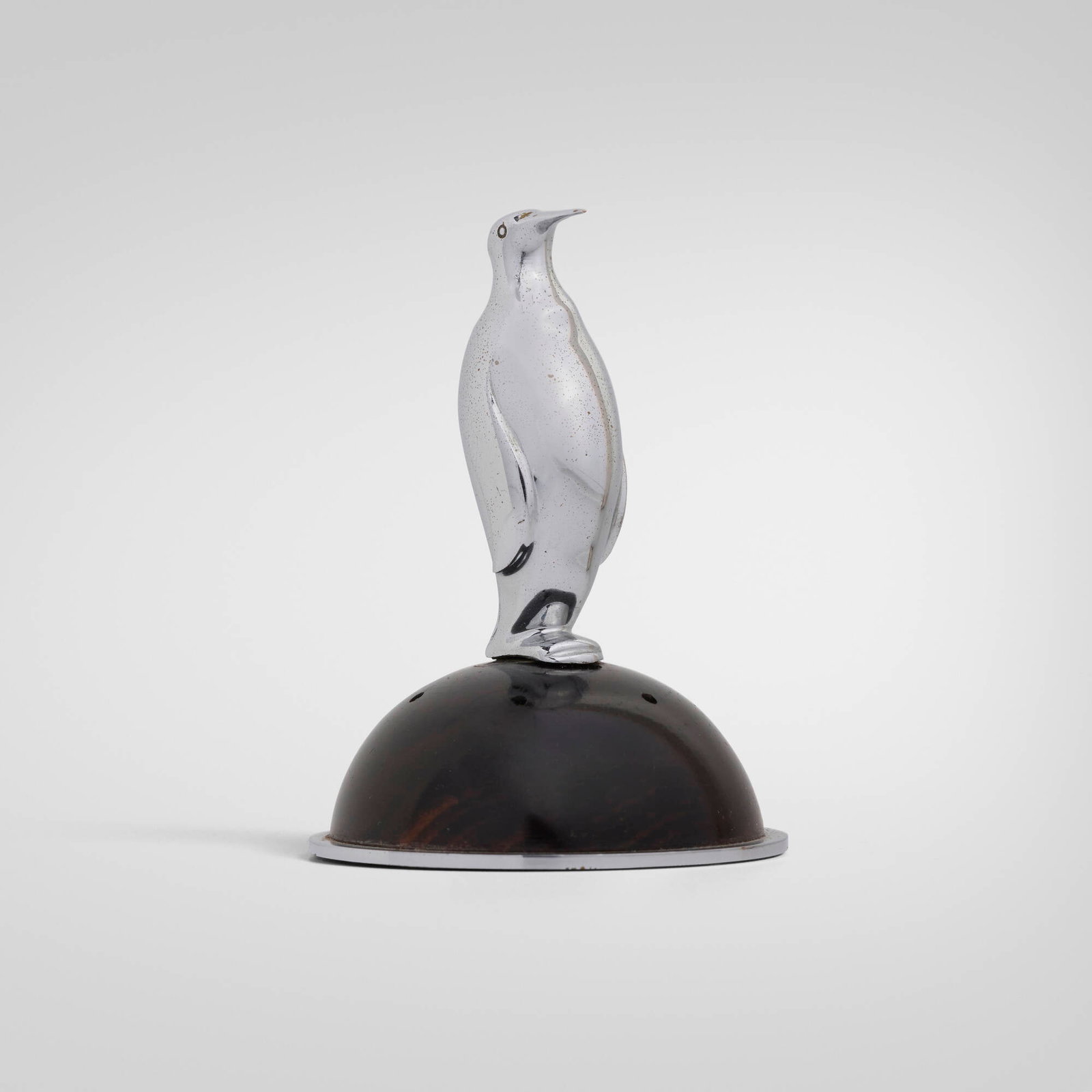 Art Deco, Penguin salt shaker: Art Deco Penguin salt shaker c. 1935 stainless steel, ebony 3.5 h x 2.625 dia in (9 x 7 cm) Provenance: Private Collection This work will ship from Chicago, Illinois.