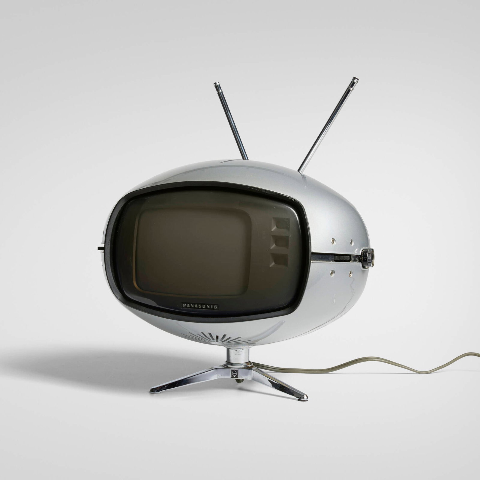 Panasonic, Orbitel television, model TR-005: Panasonic Orbitel television, model TR-005 Japan, c. 1970 plastic, chrome-plated metal 10.5 h x 10 w x 11 d in (27 x 25 x 28 cm) An example of this design is in the permanent collection of the