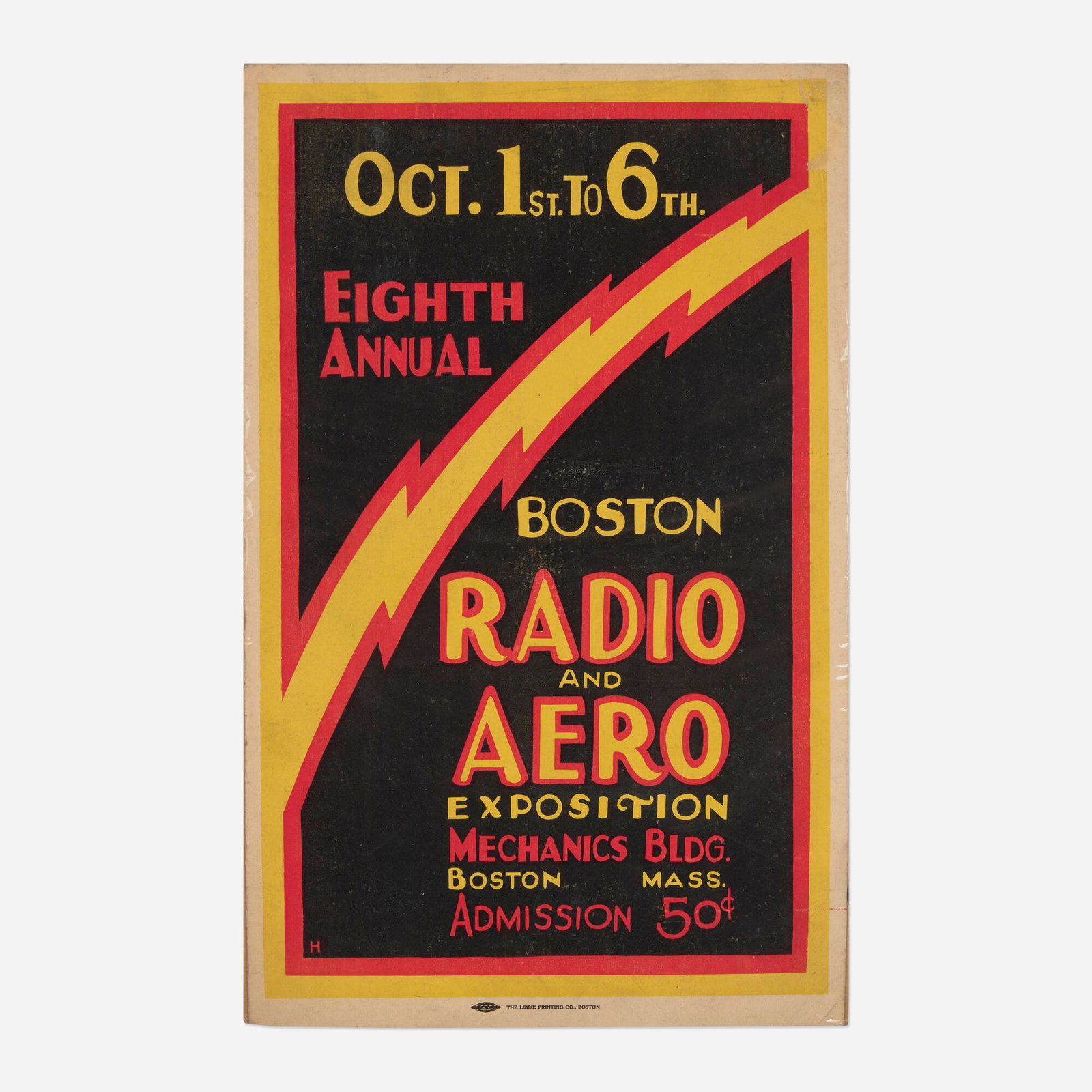 Eighth Annual Boston Radio and Aero Exposition poster: Eighth Annual Boston Radio and Aero Exposition poster 1928 lithograph in colors on board 22.25 h x 14 w in (57 x 36 cm) This vintage poster announces the Eighth Annual Boston Radio and Aero