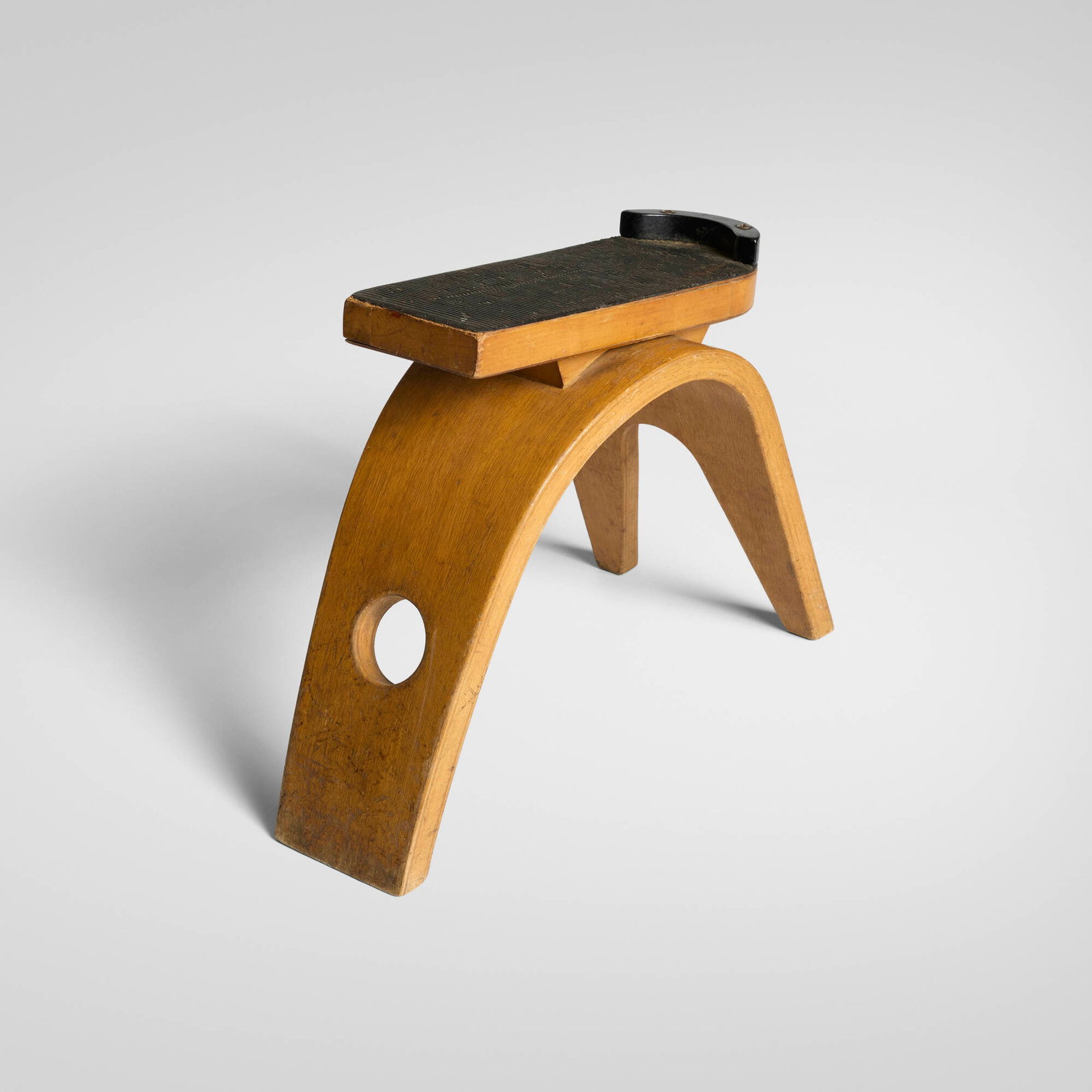 Thonet, Footrest: Thonet Footrest Germany / USA, c. 1935 oak plywood, beech, rubber, lacquered wood 12 h x 7.25 w x 15.25 d in (30 x 18 x 39 cm) "During the 1930s Thonet issued separate catalogues for its theater